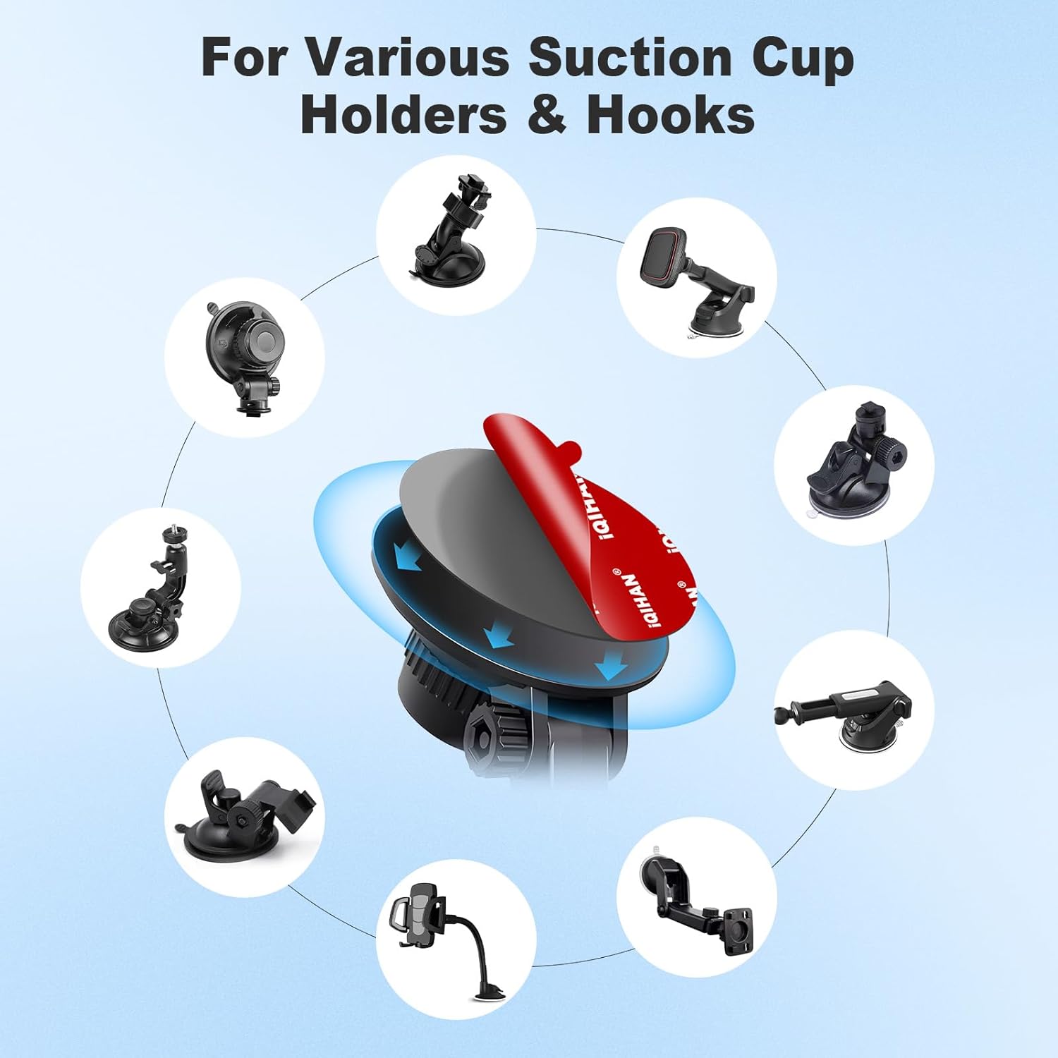 Sticky Pads for Car Phone Mount, 6pcs 2.76"(70mm) Heavy Duty Adhesive for Dashboard/Windshield Cellphone Holder Suction Cup Base, Double-Sided Mounting Circle Tape Replacement for Dash Cam/Camera/GPS - Image 3