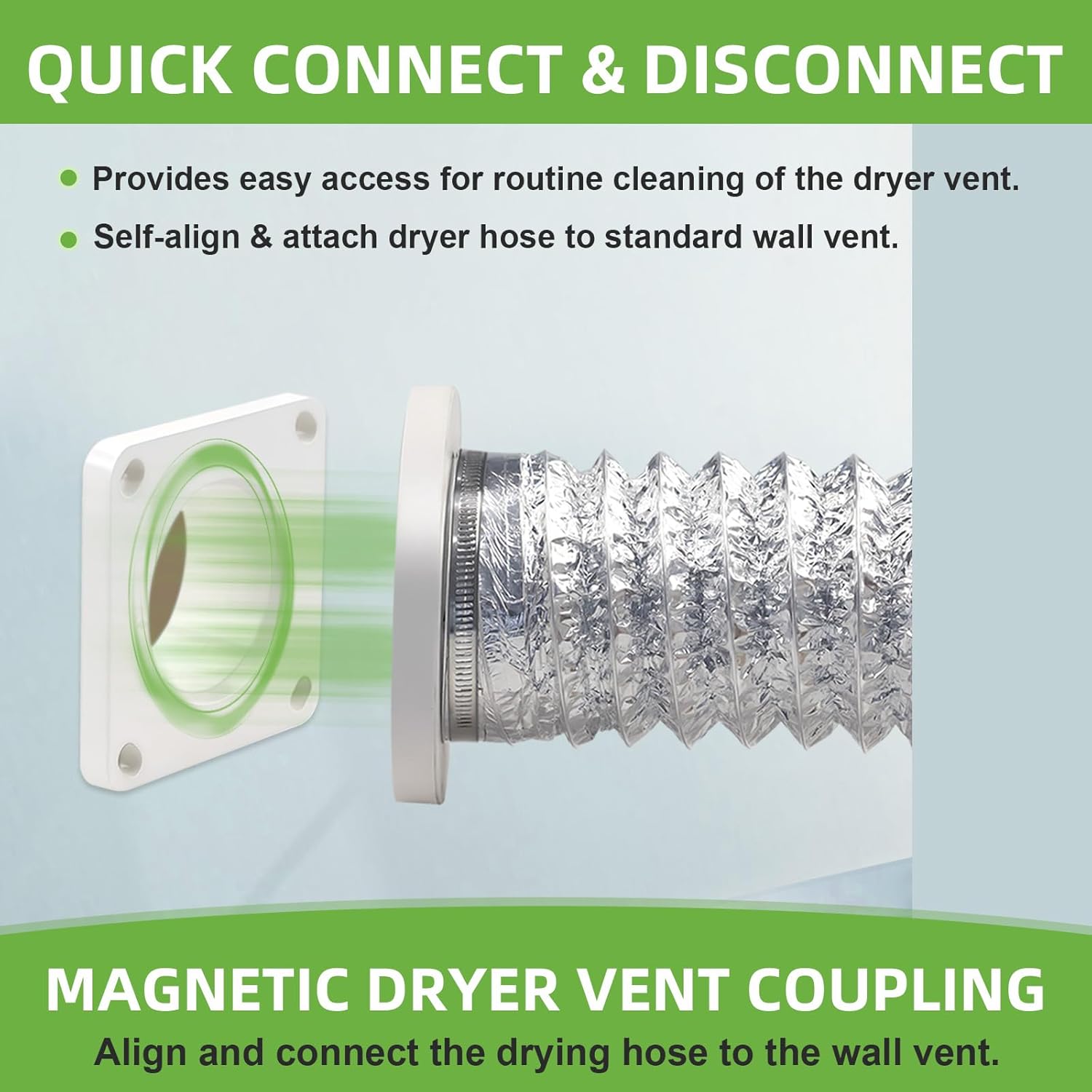 Magnetic Dryer Vent Coupling-Quick Connection and Disconnection Strong Magnet Self-Alignment Design Quick-Installation Dryer Magnetic Vent Connector Airtight Seal Dryer Vent Connector Kit - Image 5