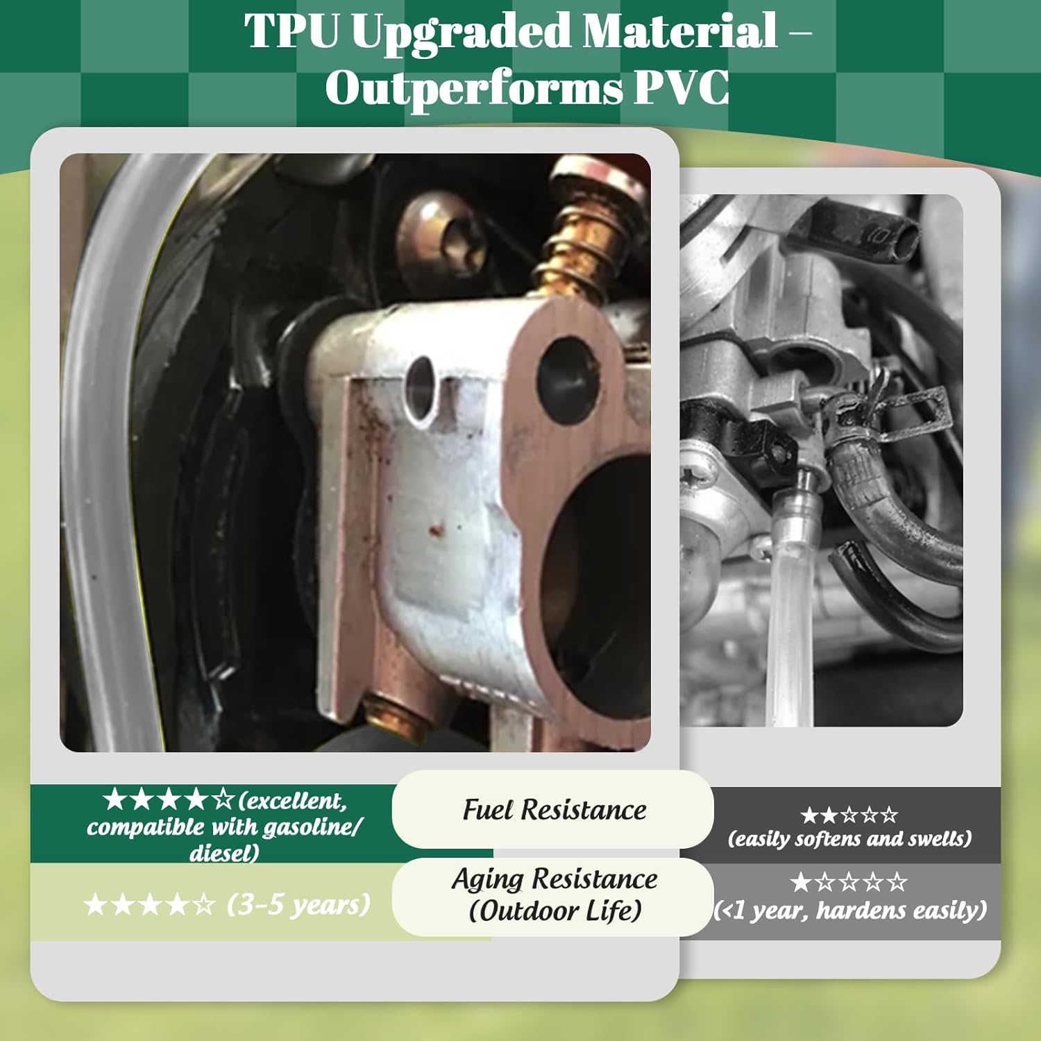 Premium TPU Fuel Line Kit 3 Sizes (3mm ID/5mm OD, 5mm ID/8mm OD, 6mm ID/9mm OD), 6.6ft Each, with 12 Steel Clamps, Universal Gas Diesel Fuel Hose for Lawn Mower Chainsaw Small Engines - Image 2