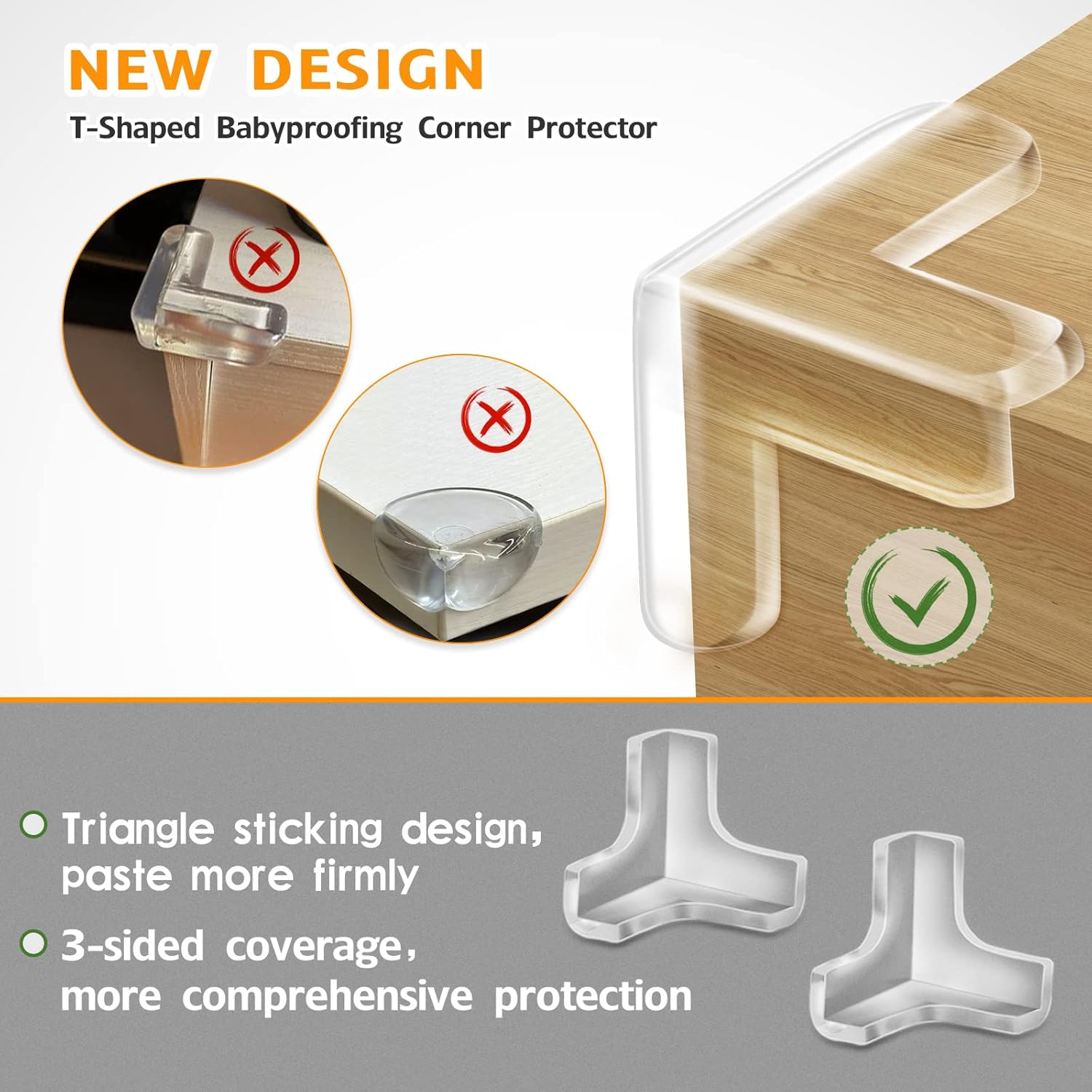 12 Pack Corner Protector, Clear Corner Guards Table Edge Protectors, Baby Safety Corner Bumpers Covers, Furniture & Sharp Corner Baby Proofing, T Shaped - Image 2