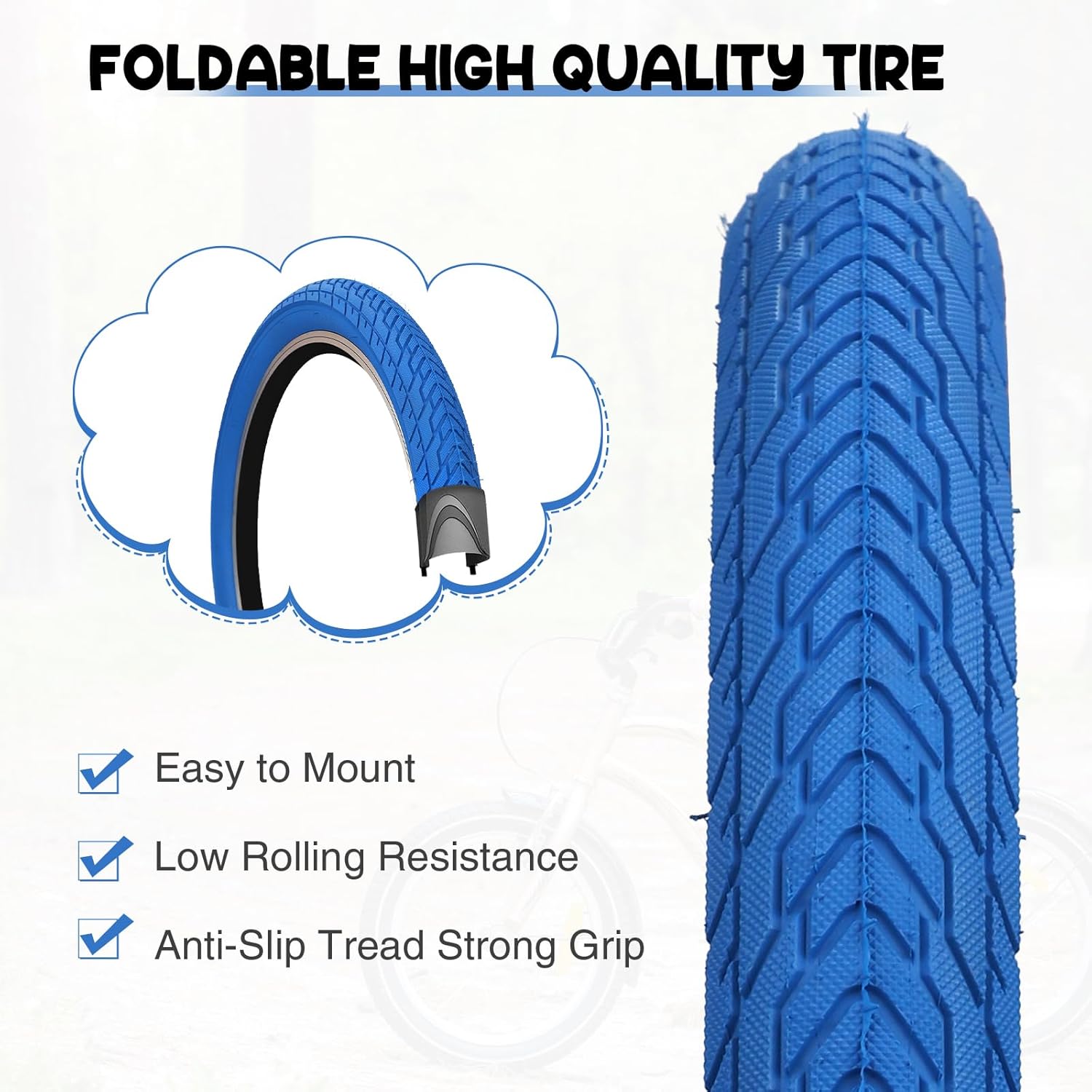 ZUKKA 20 x 2.35 Bike Tire 1/2 Pack 20 inch x 2.35 BMX Bike Tire Folding Replacement Tire for MTB Mountain Bike, BMX Bicycle Commuter Bike - Image 4