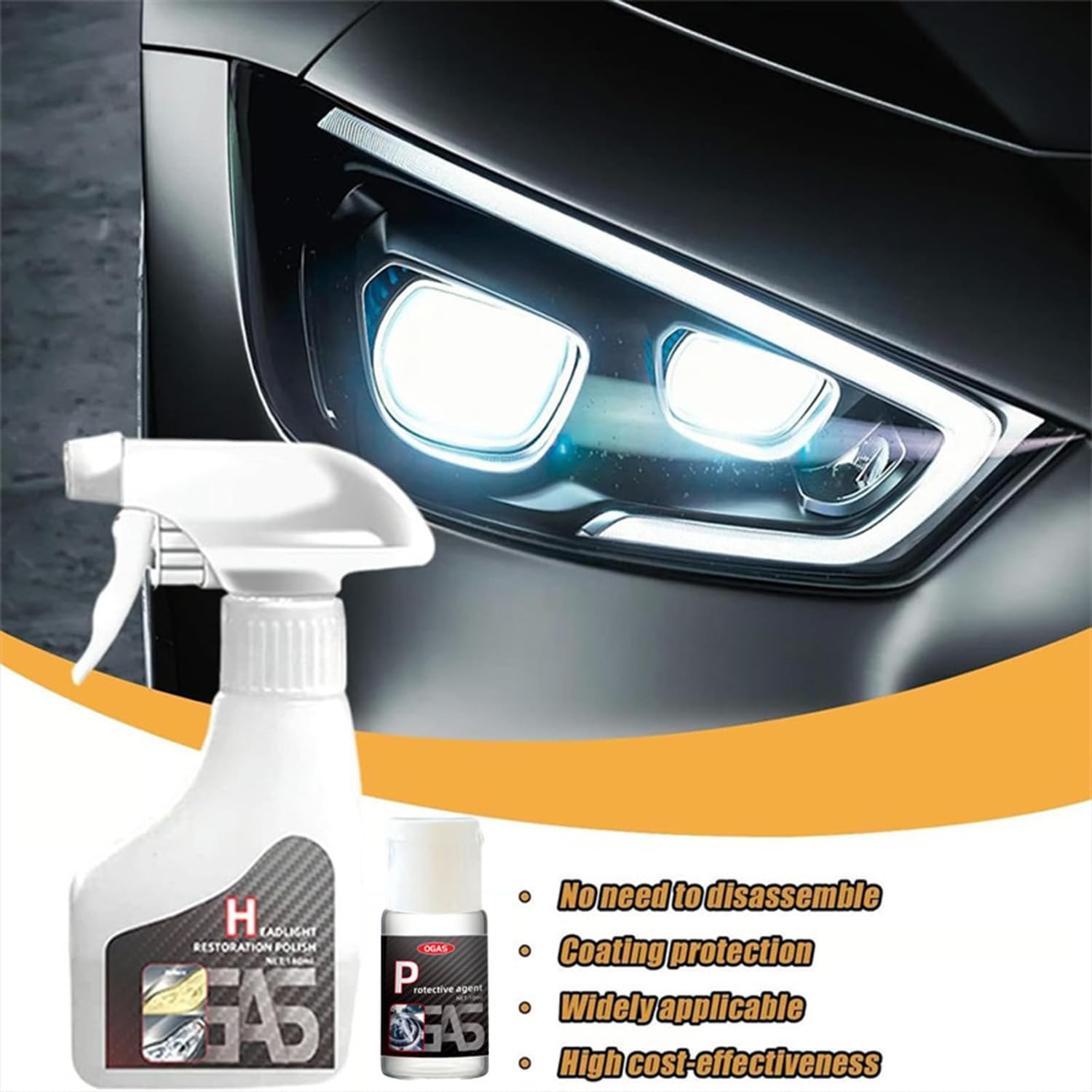 Headlight Restoration Kit – Headlight Lens Cleaner to Remove Yellowing, Haze & Oxidation, Restore Headlight Clarity, Improve Night Visibility, Long-Lasting Protection-180ml - Image 9