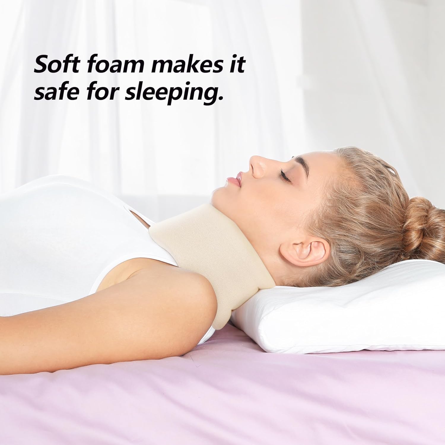 Soft Foam Neck Brace Universal Cervical Collar, Adjustable Neck Support Brace for Sleeping - Relieves Neck Pain and Spine Pressure, Neck Collar After Whiplash or Injury (3" Depth Collar, L) - Image 4