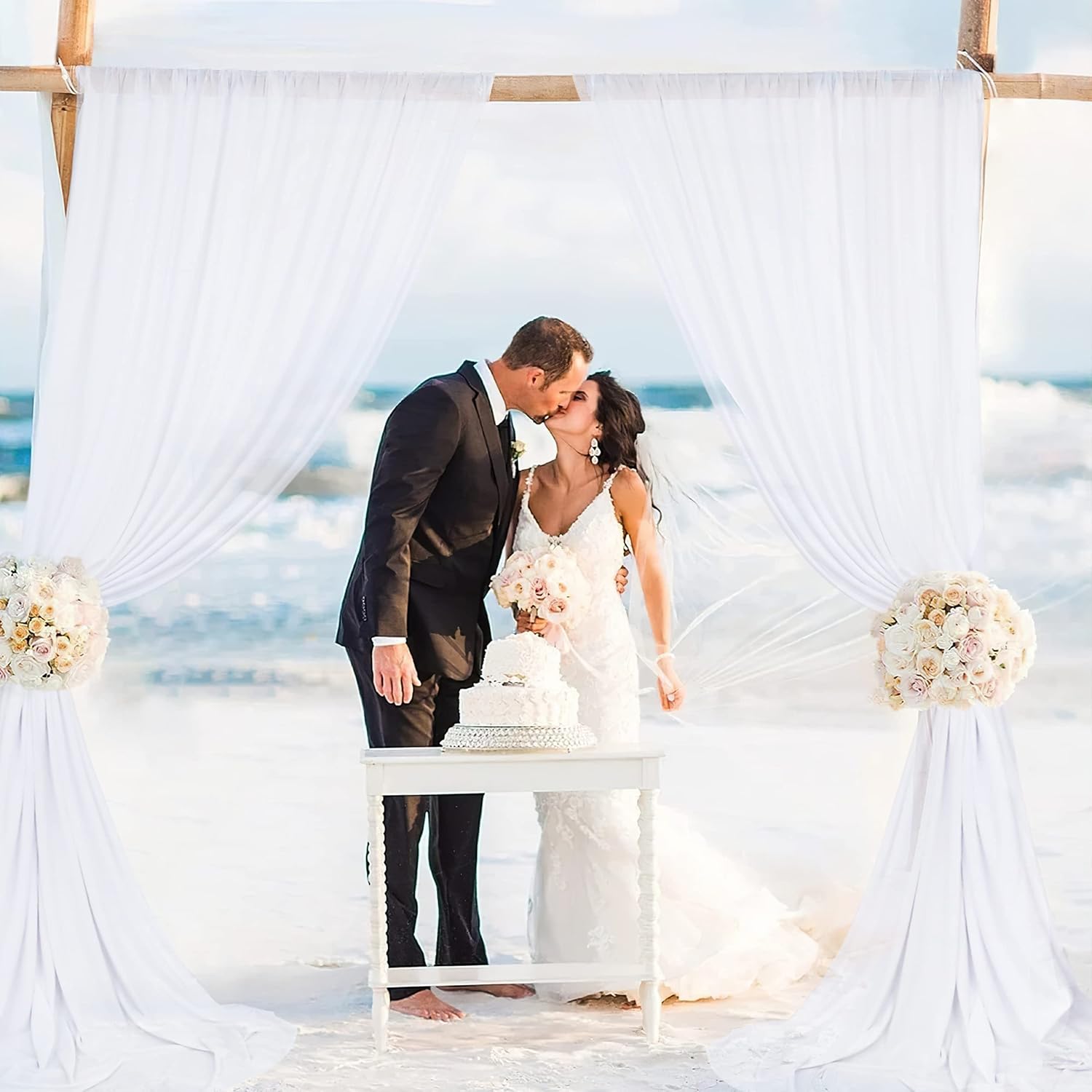 10x10FT White Backdrop Curtains for Parties - White Wedding Backdrop for Baby Shower Birthday Photo Home Party Curtains Backdrop 5x10FT 2 Panels, One size - Image 3