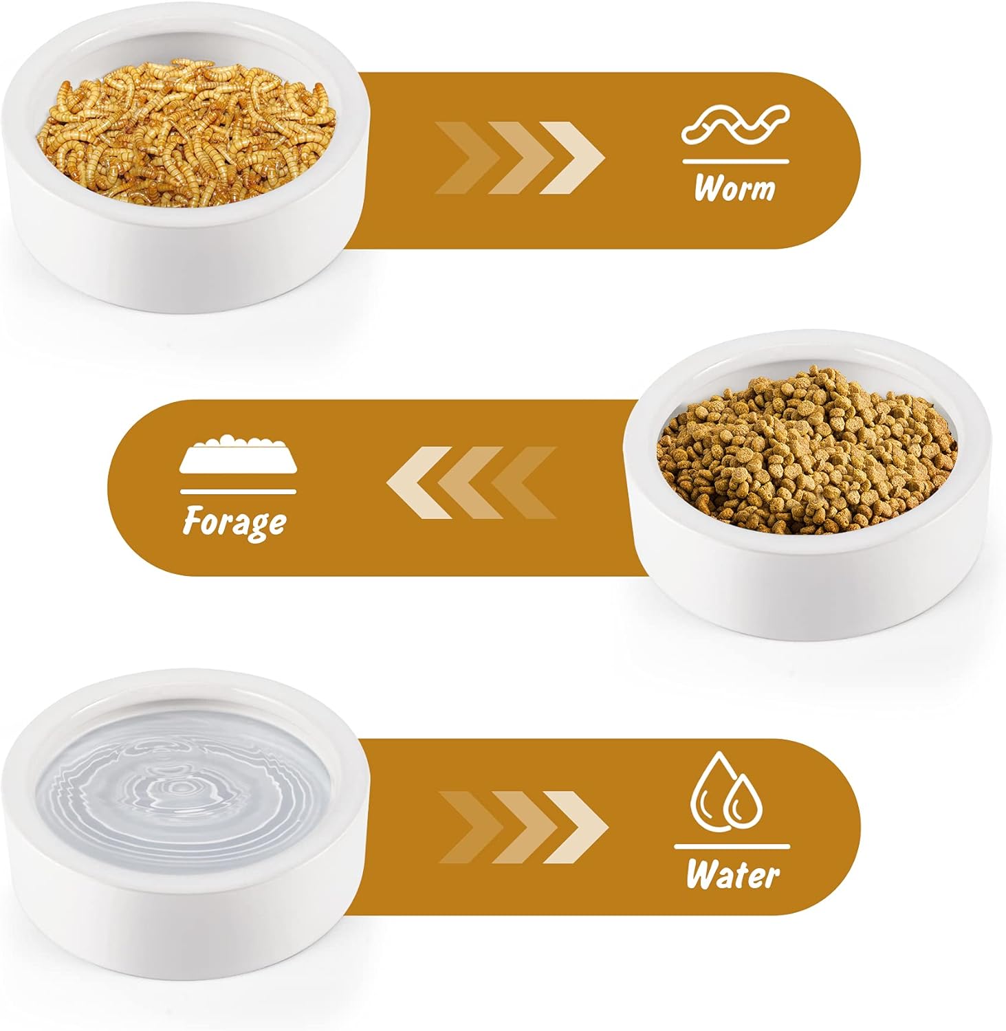 Ceramic Reptile Bowl - Mealworms & Cricket Dish for Gecko, Bearded Dragon & Chameleon - XL(5in) Anti-Escape Feeder - Image 5