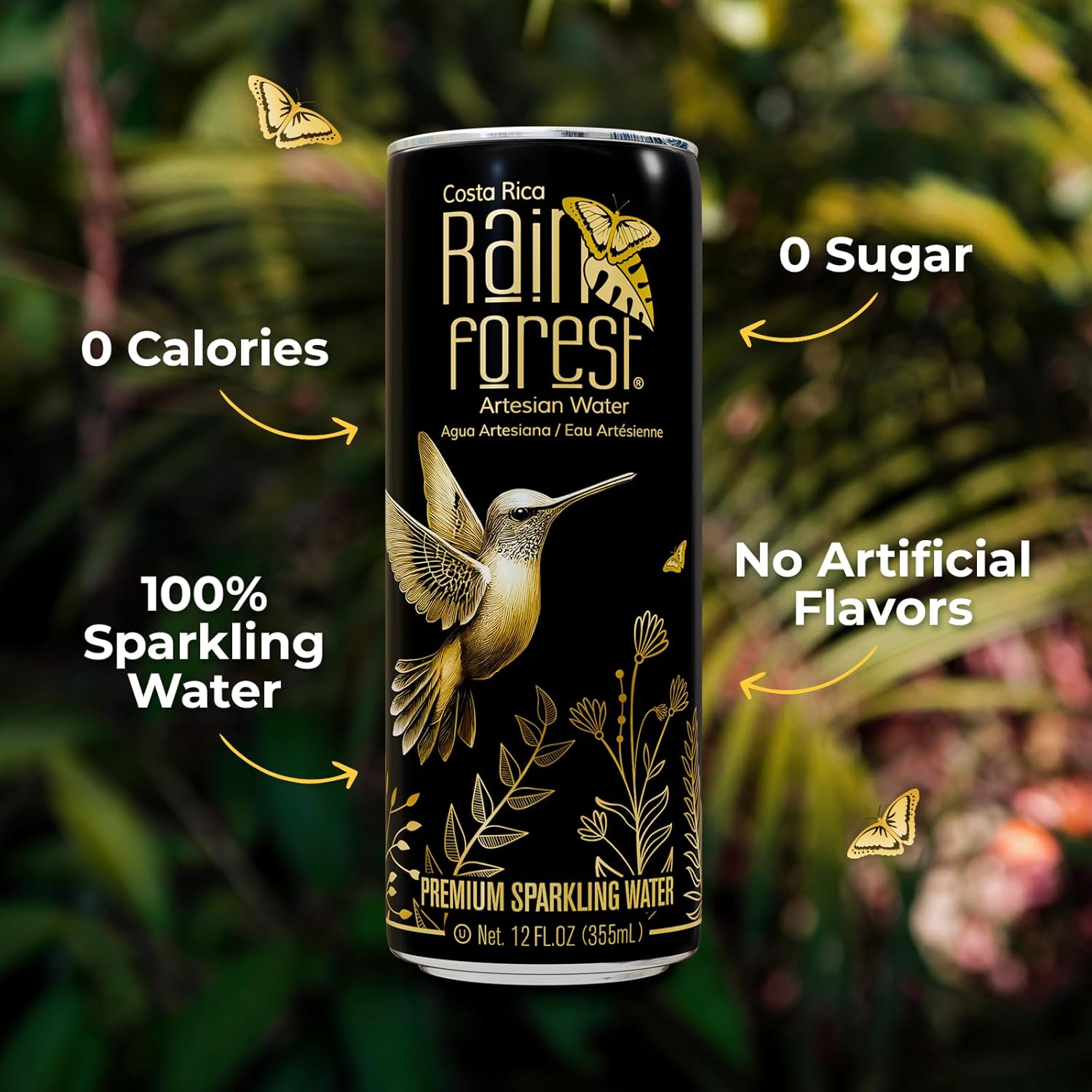Rainforest Sparkling Water Cans | 12 Pack – 355 ml Each | Crisp Carbonated Water for Pure Refreshment | Naturally Sourced Drinking Water in Eco-Friendly Packaging - Image 3