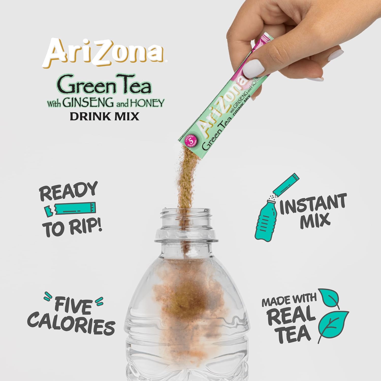 AriZona Green Tea with Ginseng and Honey - On-the-Go Powdered Drink Mix, 0.07oz 120 Count - 10ct Boxes (Pack of 12) - Image 6