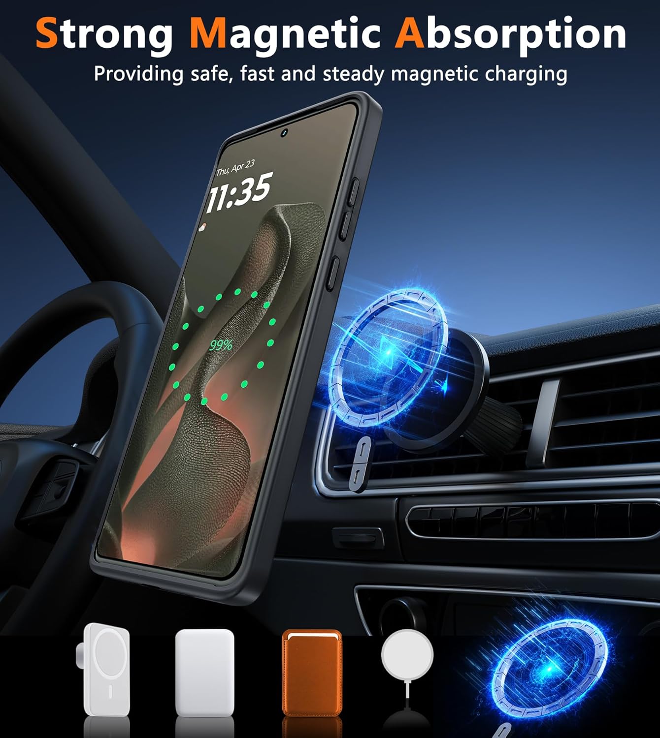 FNTCASE for Motorola Edge-2025 Magnetic Case: Matte Textured Military Grade Drop Protection Translucent Cell Phone Cover - Slim Rugged Durable Shockproof Protective Bumper Phonecase(6.6 inch/Black) - Image 4
