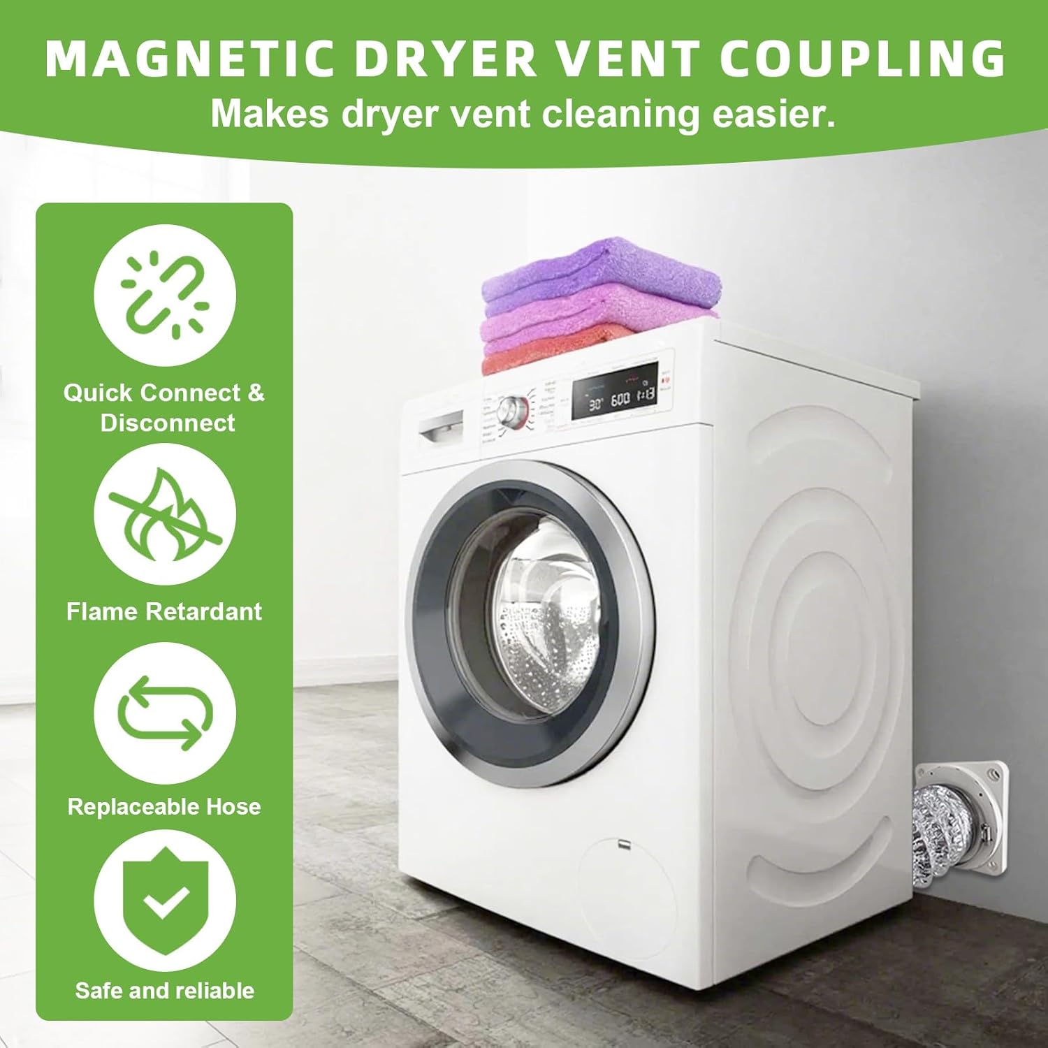 Magnetic Dryer Vent Coupling-Quick Connection and Disconnection Strong Magnet Self-Alignment Design Quick-Installation Dryer Magnetic Vent Connector Airtight Seal Dryer Vent Connector Kit - Image 7