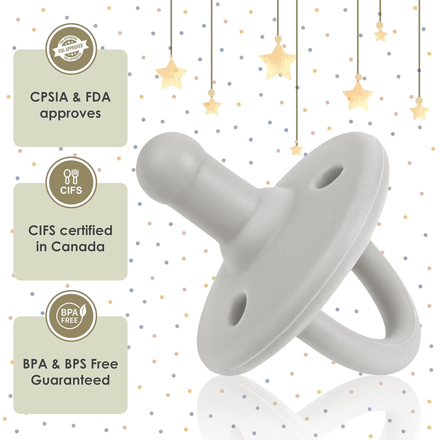 Sweet Child Pacifiers 0-18 Months, Set of 6 Ultra-Light Silicone Binkies with Collapsible Handle & 3 Air Holes for Added Safety, Best Newborn Pacifiers for Baby Boys Or Girls - Image 5