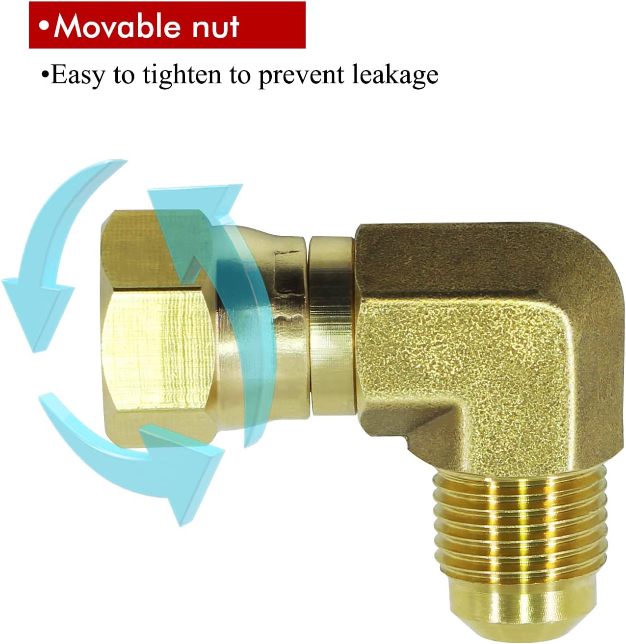 MENSI Propane Gas Water Oil 90 Degree Elbow Connector Coupling Fittings For BBQ Grills, Olympian Wave Heater Replacement For Camco 57633 (3/8" female swivel flare x 3/8" male flare) - Image 3