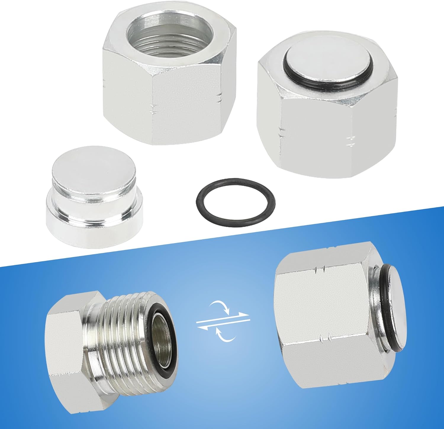 72PCS ORFS Flat Face Seal Cap and Plug Kit, Hydraulic Flat Face Fittings For Hose, 36PCS O-Ring Replacement - Image 4