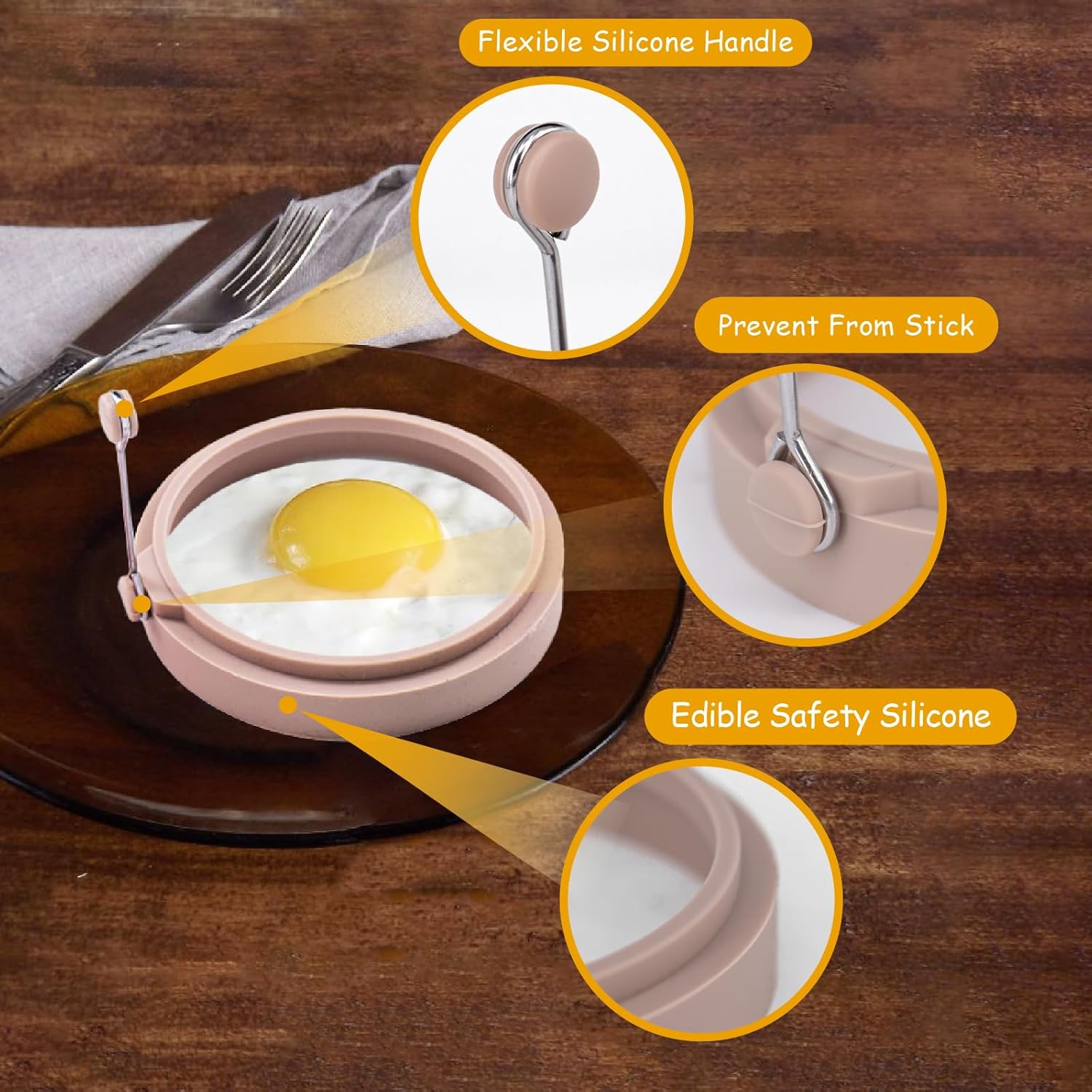 4-Pack Nordic Silicone Egg Rings, Non-Stick Egg Mold - 4 Inch, Colorful - Image 3
