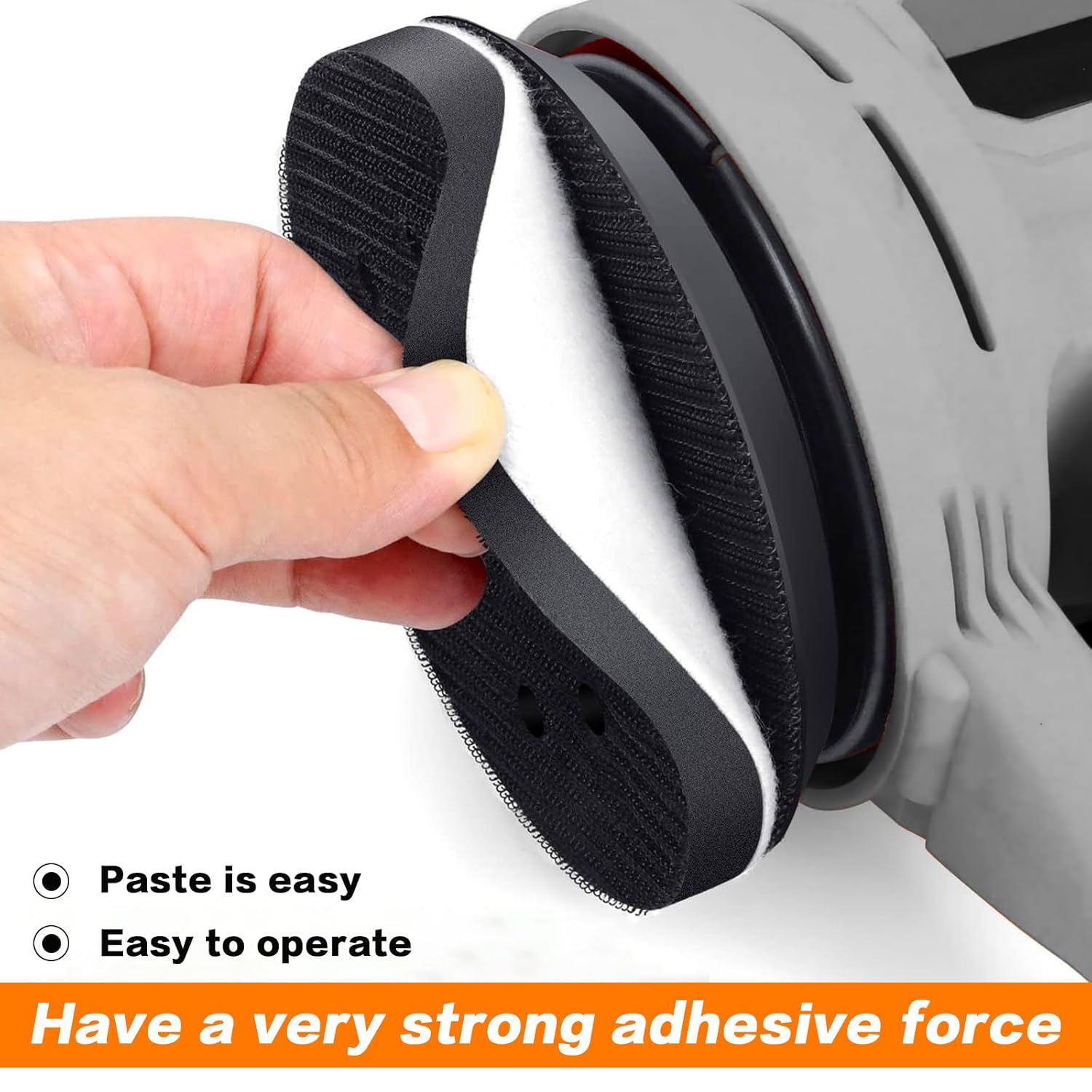 6 Pack 5 Inch 8 Hole Foam Sanding Pads, Soft Density Interface Pad, Hook and Loop Sponge Cushion Buffer Backing Pad Replacement for Orbital Sander - Image 3