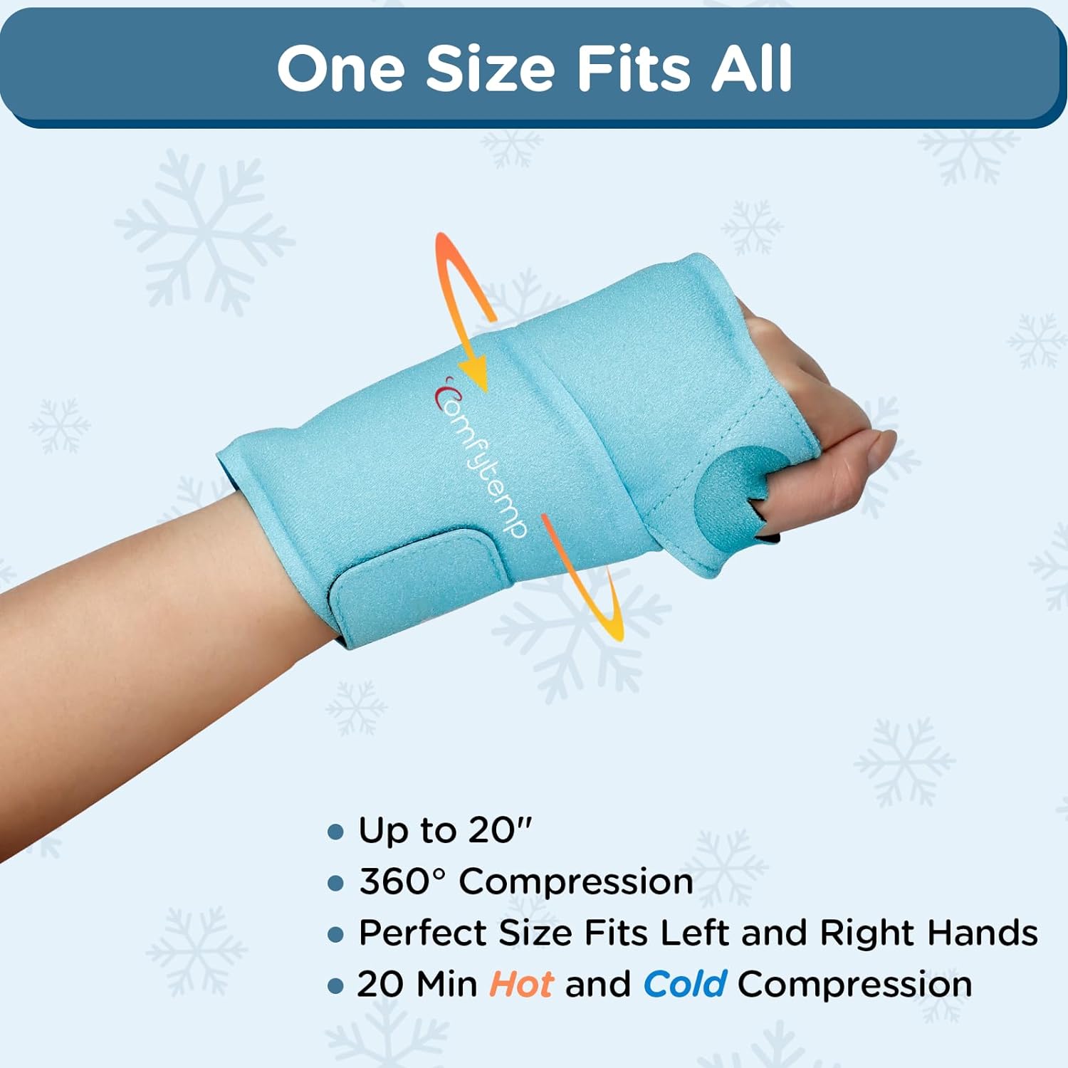 Comfytemp Wrist Ice Pack Wrap for Carpal Tunnel Relief, FSA Eligible Items Only List, Wrist Brace for Hand Pain, Gel Ice Packs for Injuries Reusable, Hot Cold Compression Glove for Tendonitis - Image 4