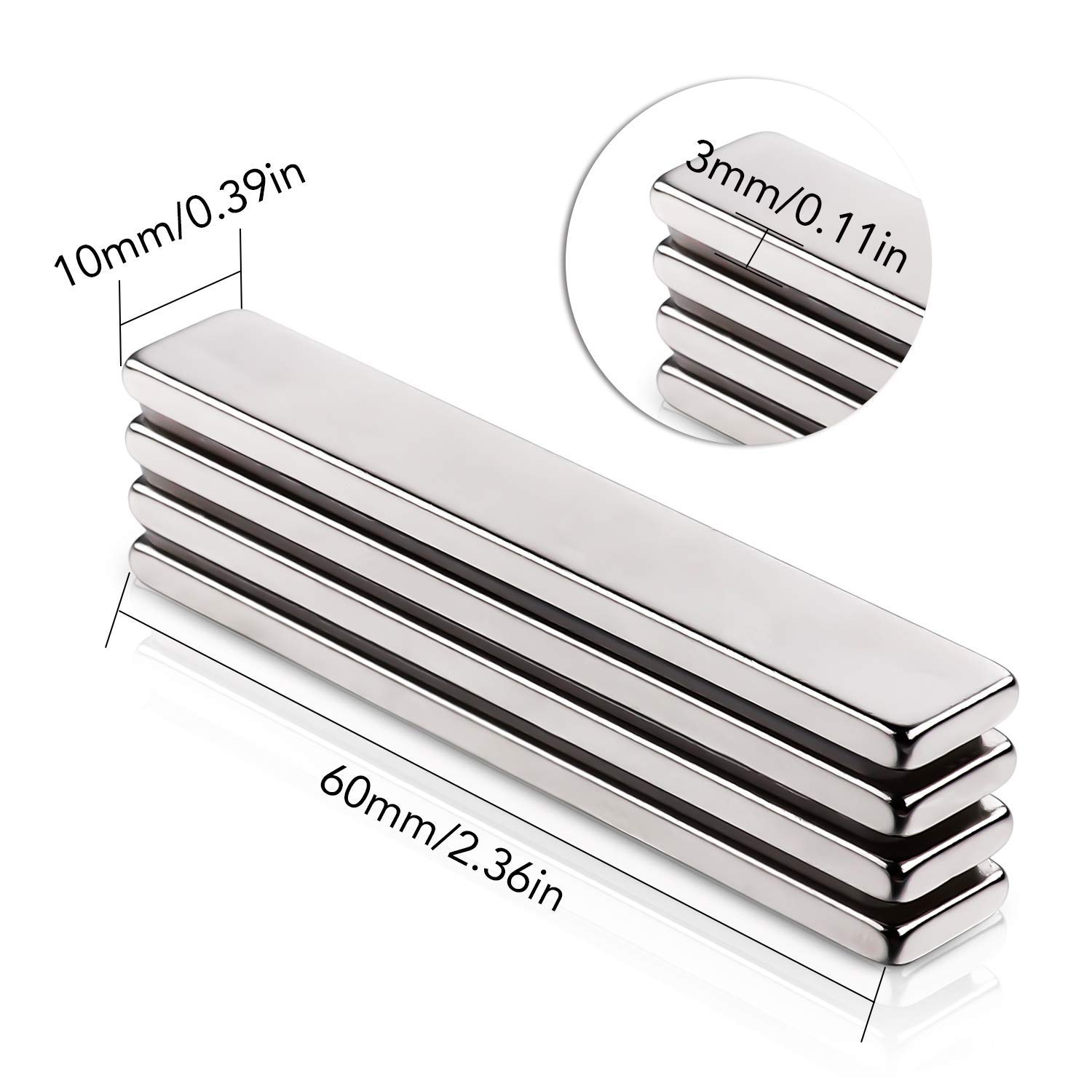 LOVIMAG Powerful Neodymium Bar Magnets, Rare-Earth Metal Neodymium Magnet - 60 x 10 x 3 mm, Pack of 12 - Image 3