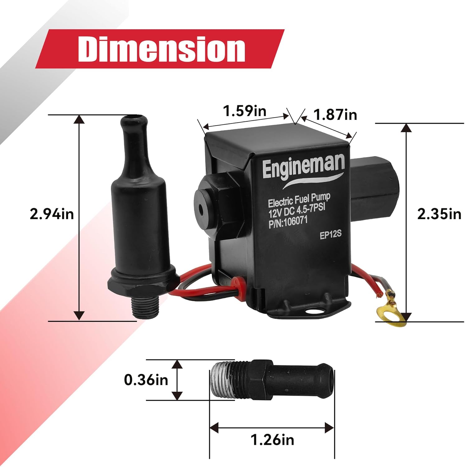 Universal Electric Fuel Pump Kit 12V 4.5-7psi Electric Fuel Pump with Mounting Bracket, Fuel Filters, Hose Clamps, 6.56 FT 5/16" ID Fuel Line - Image 6