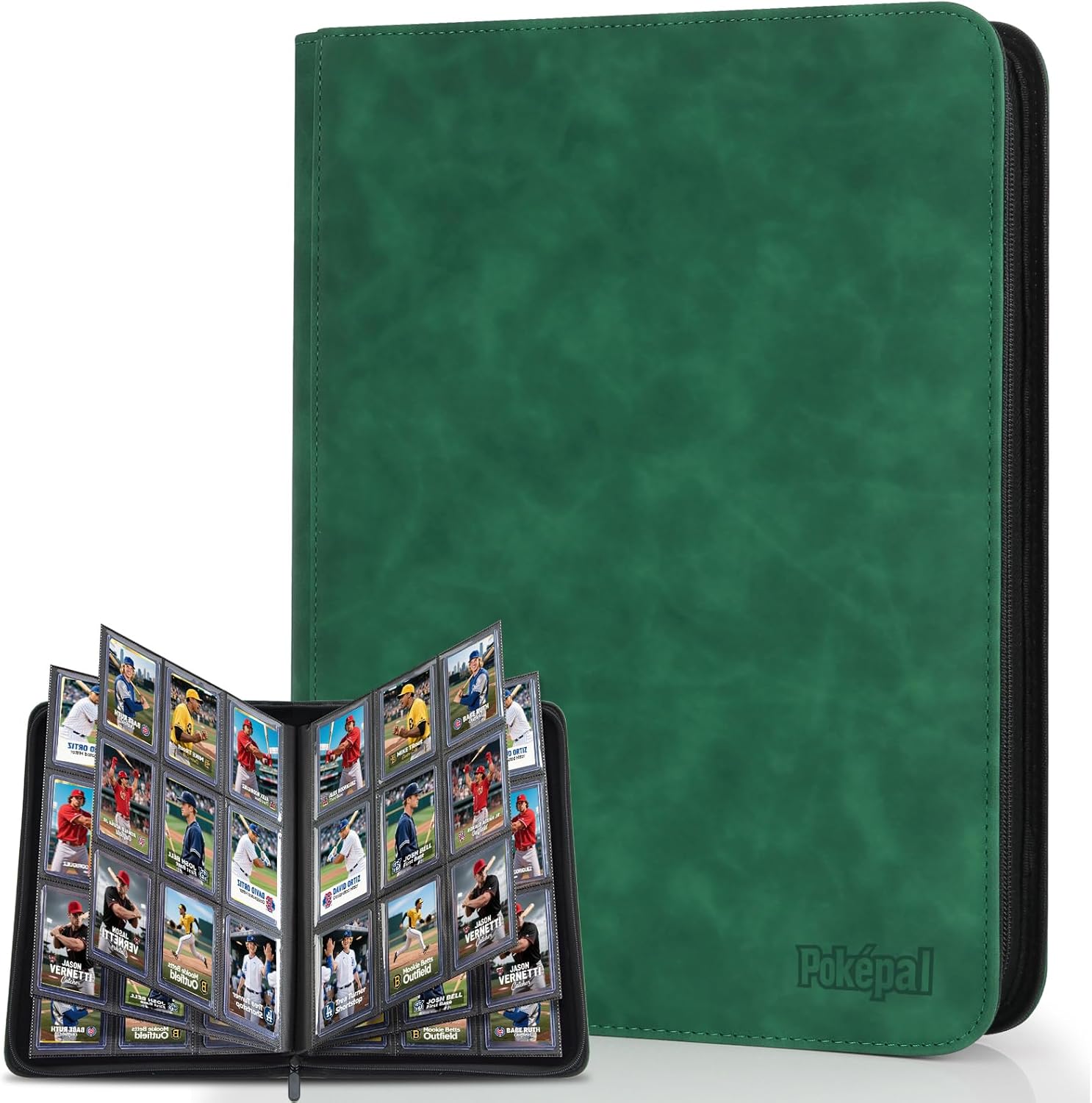 Top Loader Card Binder with Sleeves 9 Pocket Holds 252 Top Loaders Storage, Trading Cards Collector Album, Sports Cards YGO MTG TCG, Collection Folder (FOR TOP LOADERS ONLY), Dark Green
