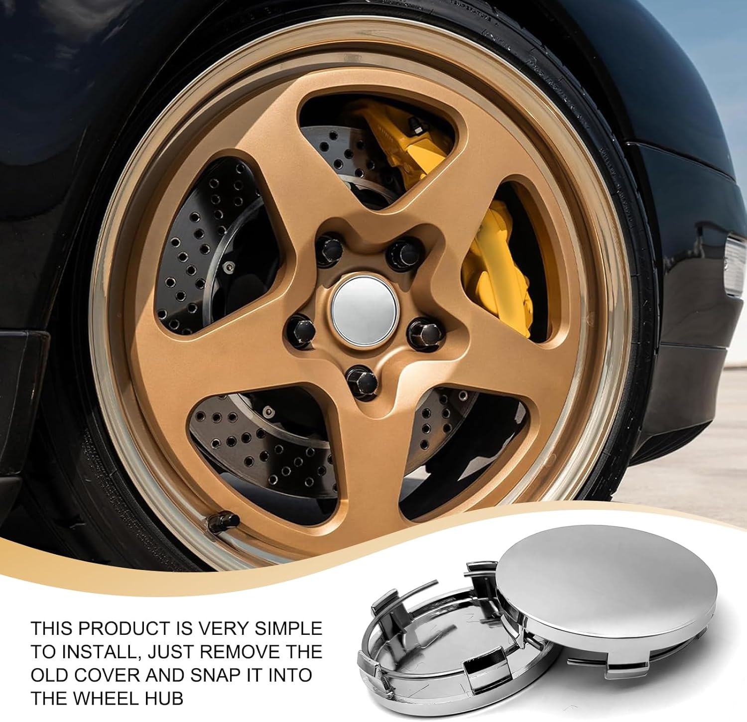 4 PCS Car Wheel Center Hub Cover, 60MM/2.36In Outer Diameter and 56MM/2.2In Inner Diameter, Snap-in Vehicle Rim Hub Caps Accessories (Silver) - Image 5