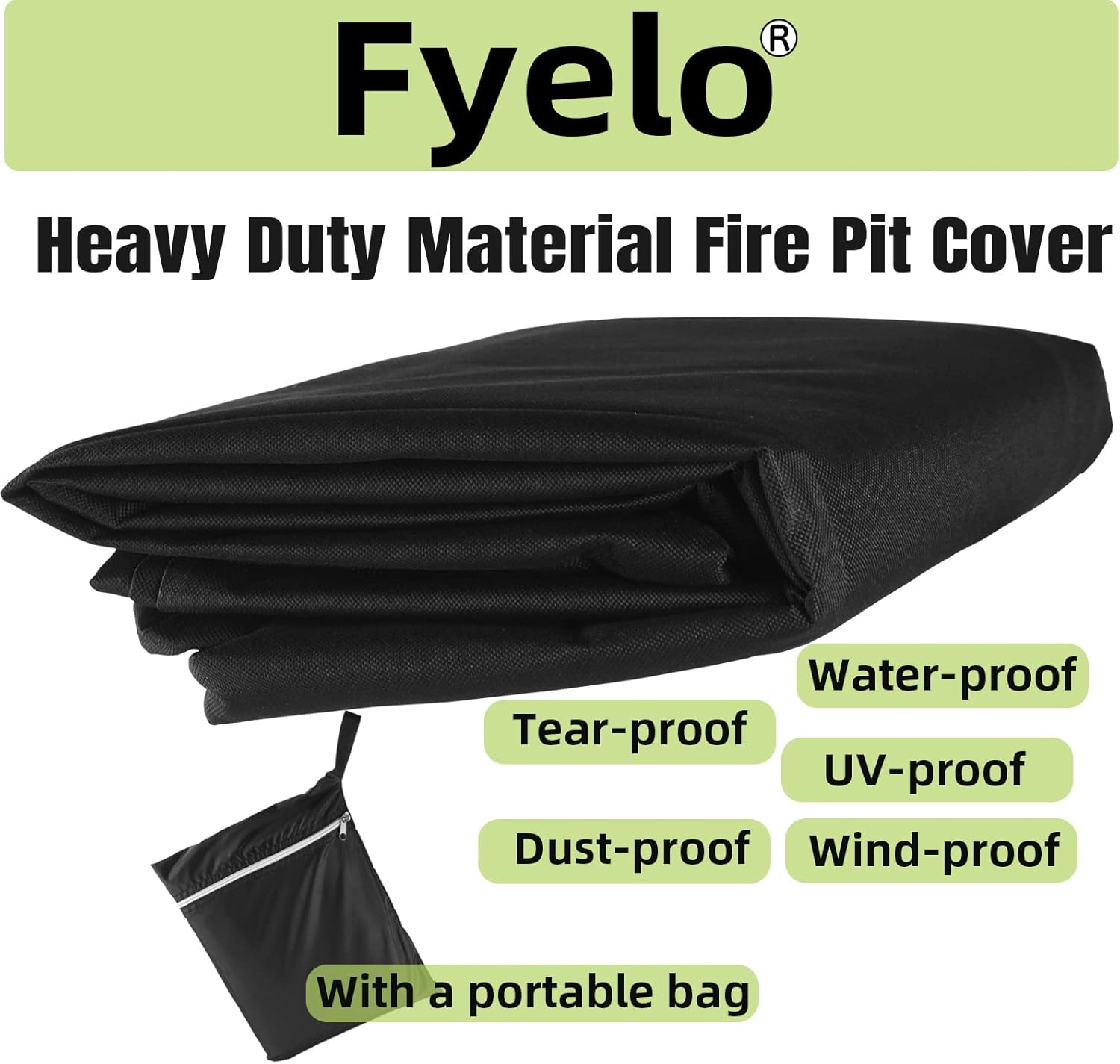 32 Inch Gas Fire Pit Cover for 28-32 Inch Square Fire Pit Tables, Heavy Duty 600D Waterproof & Windproof 32 x 32 x 24 Inches Patio Firepit Cover, Black - Image 6