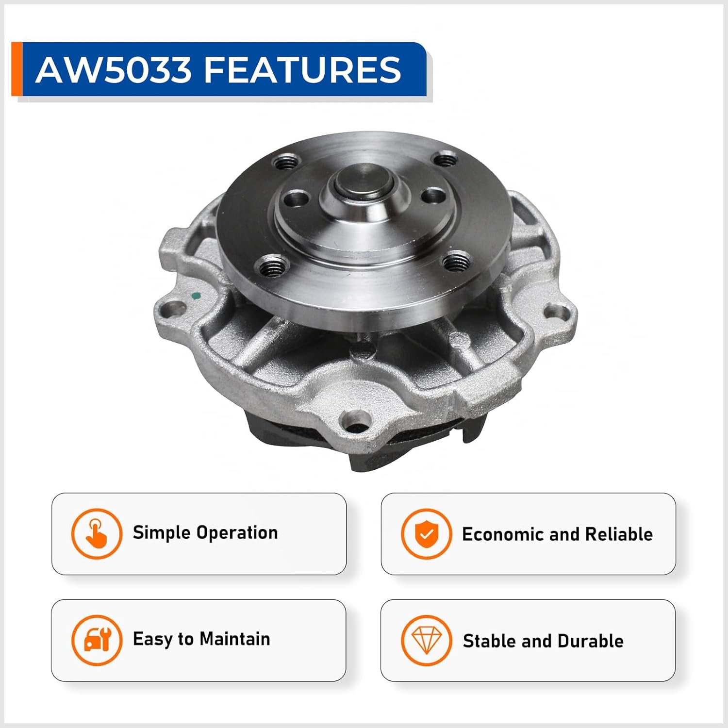 AW5033 Water Pump Kit Compatible with 1987-05 Buick Century, 2000-05 Chevy Impala, 1997-06 Malibu, 1995-05 Monte Carlo, 2005-06 Pontiac G6, 1987-88 Cadillac, 1987-04 Oldsmobile, 2005-06 Saturn Relay - Image 5