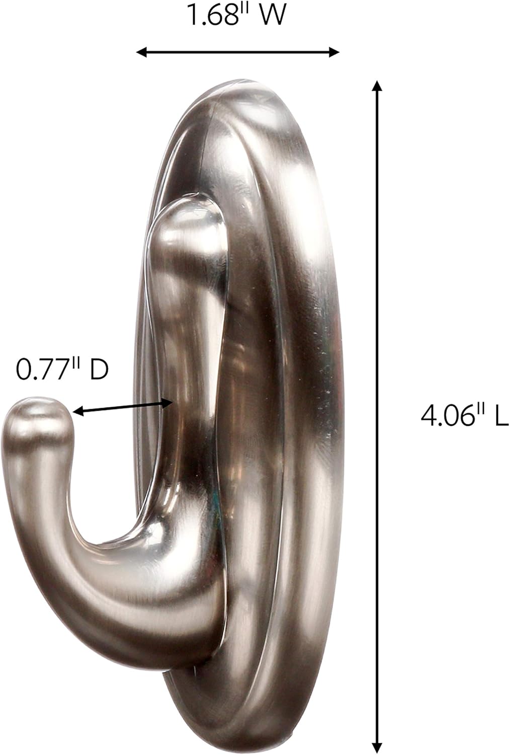 Command Curtain Rod Hooks, Large, Brushed Nickel, 2-Hooks, 2-Strips, 2-Pack, Decorate Damage-Free - Image 2