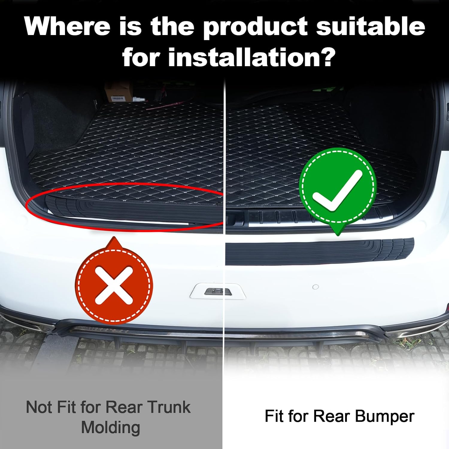 SINGARO Car Rear Bumper Protector, 42inch x3.4inch Car/SUV Universal Rubber Anti-Scratch Trunk Exterior Accessories - Image 5