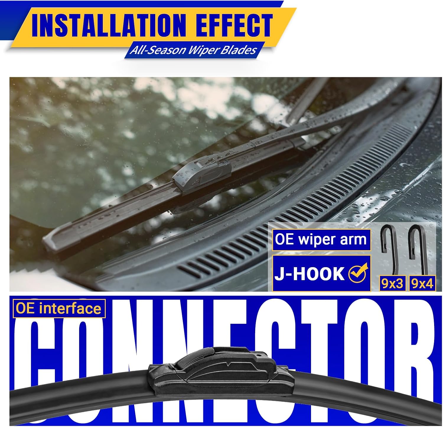 3 wipers Replacement for 2016-2020 Buick Envision, Windshield Wiper Blades Original Equipment Replacement - 24"/18"/12" (Set of 3) U/J HOOK - Image 3