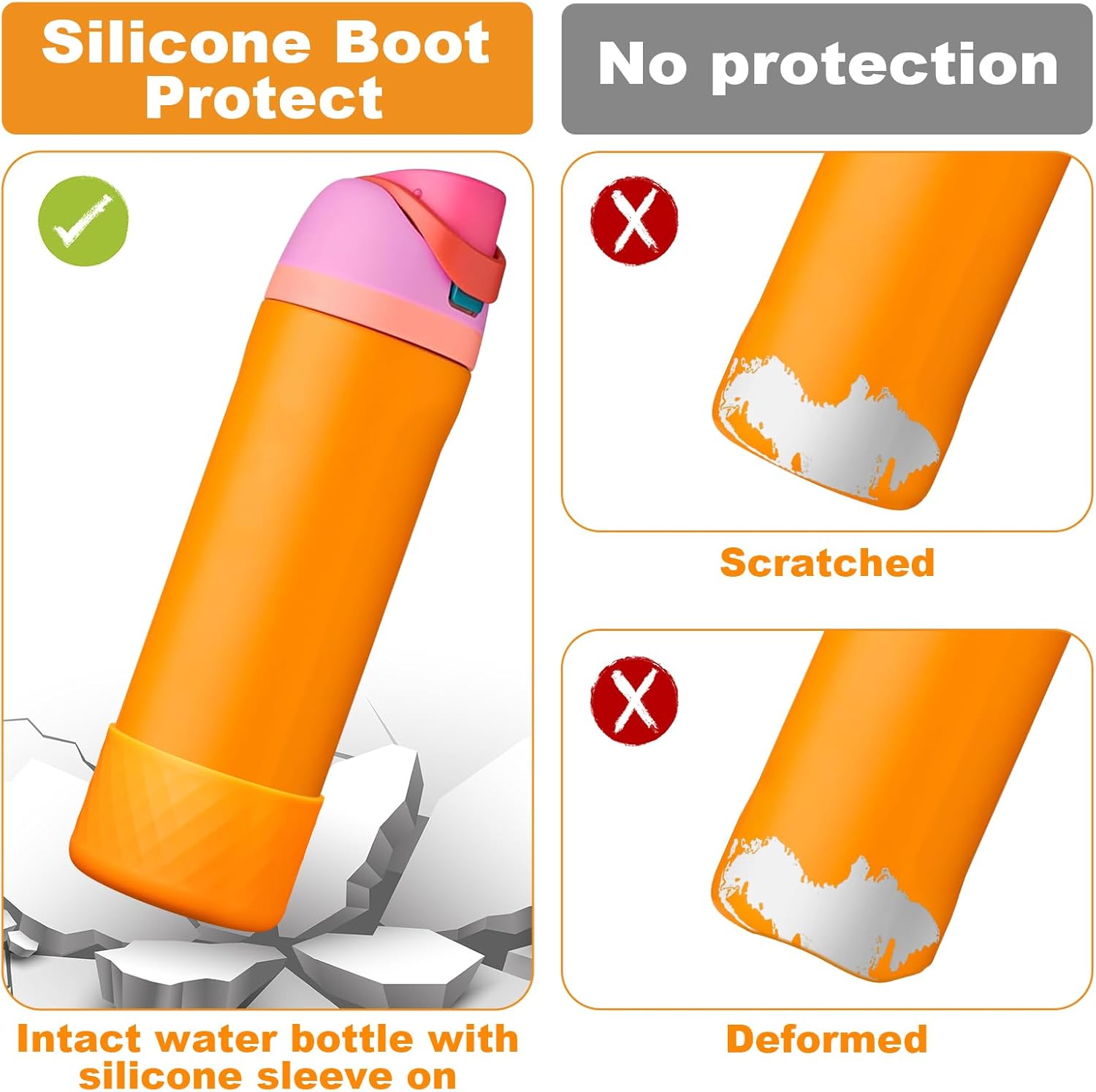 2PCS Silicone Water Bottle Boot for Owala 24oz 32oz 40oz, Anti-Slip Protective Sleeve Bottom Bumper Protector for FreeSip, Twist, and Flip Stainless Steel Water Bottles - Image 6