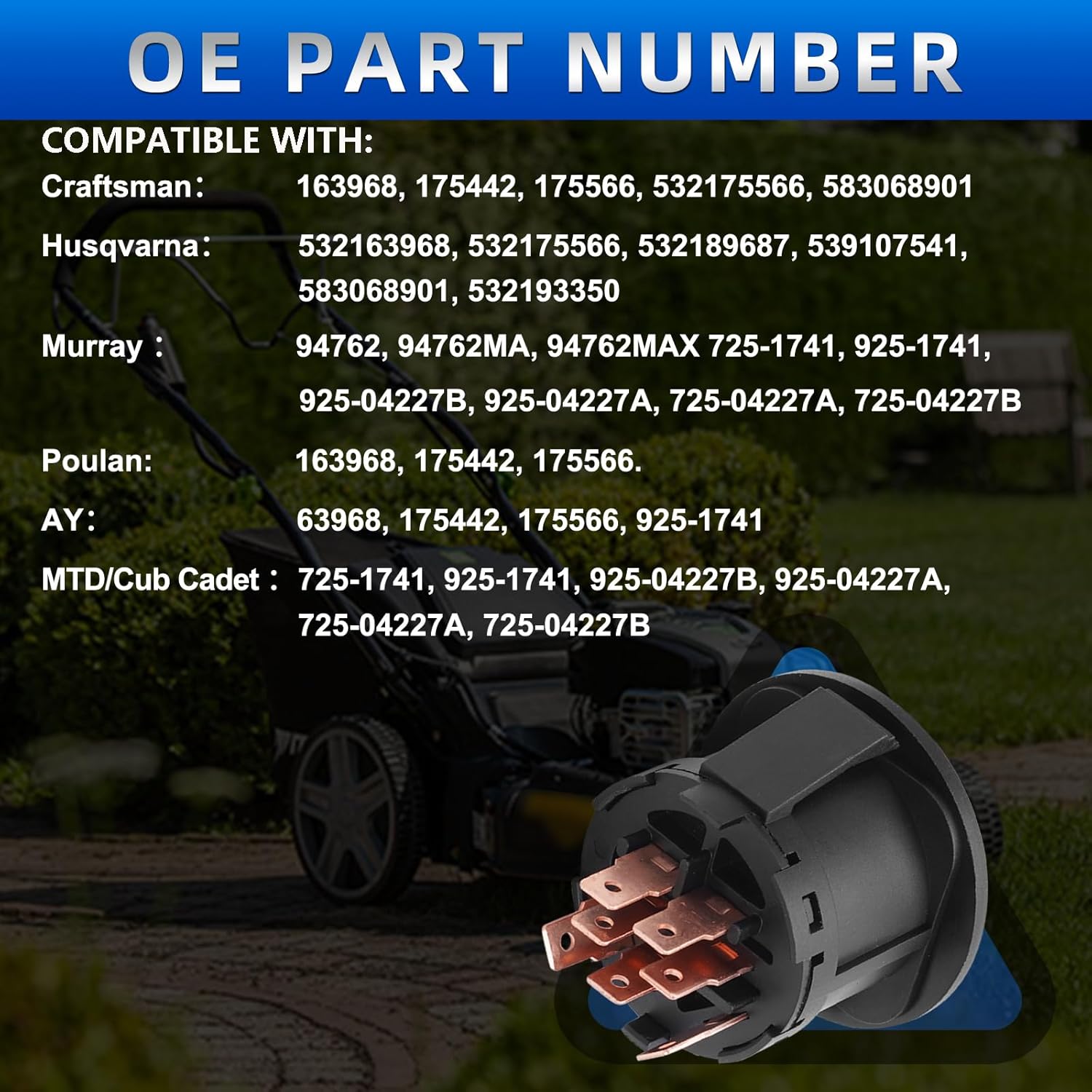 Ignition Switch with Key 7 terminals Compatible with Husqvarna Craftsman Deere John MTD Murray Riding Lawn Mower Replace# 925-1741 175566 175442 GY20074 94762 163968 532175566 - Image 5