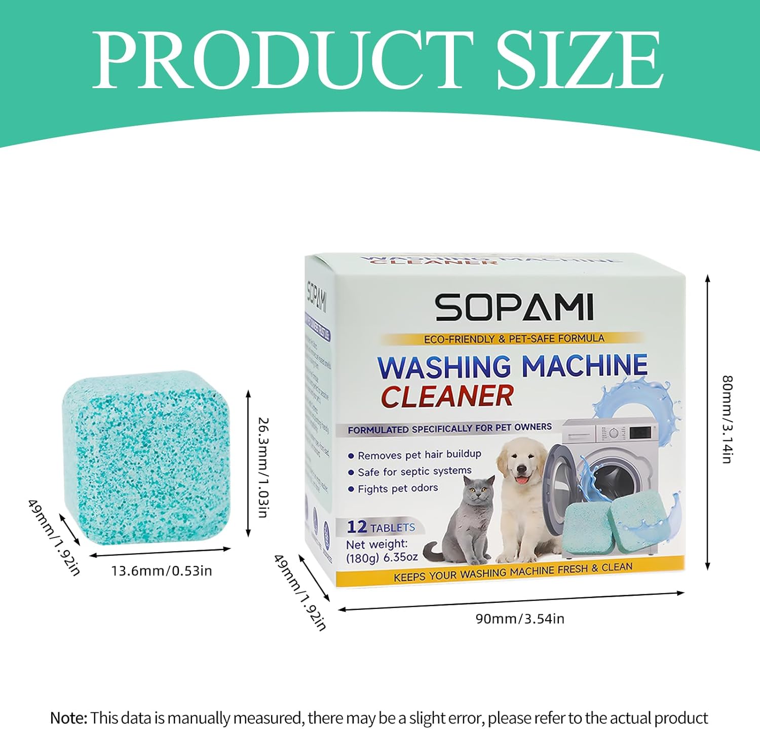 SOPAMI Washing Machine Cleaner Tablets 12 Pack, Deep Clean HE Front Load Top Load Washer, Remove Stubborn Pet Hair Odors, Septic Safe Pet Owner Solution washing machine tablets - Image 5