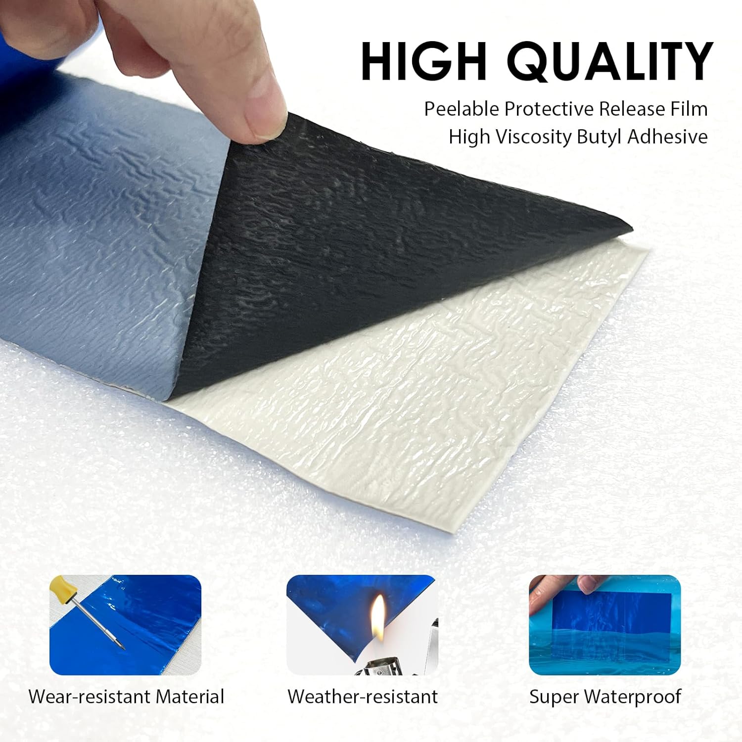 Blue Waterproof Tape for Pools, 4" x 16ft, Heavy Duty Strong Adhesive Pool Cover Tape for Roof Leak Repair, RV Roof, Pipe Sealing, Awning, HVAC, Marine - Image 3