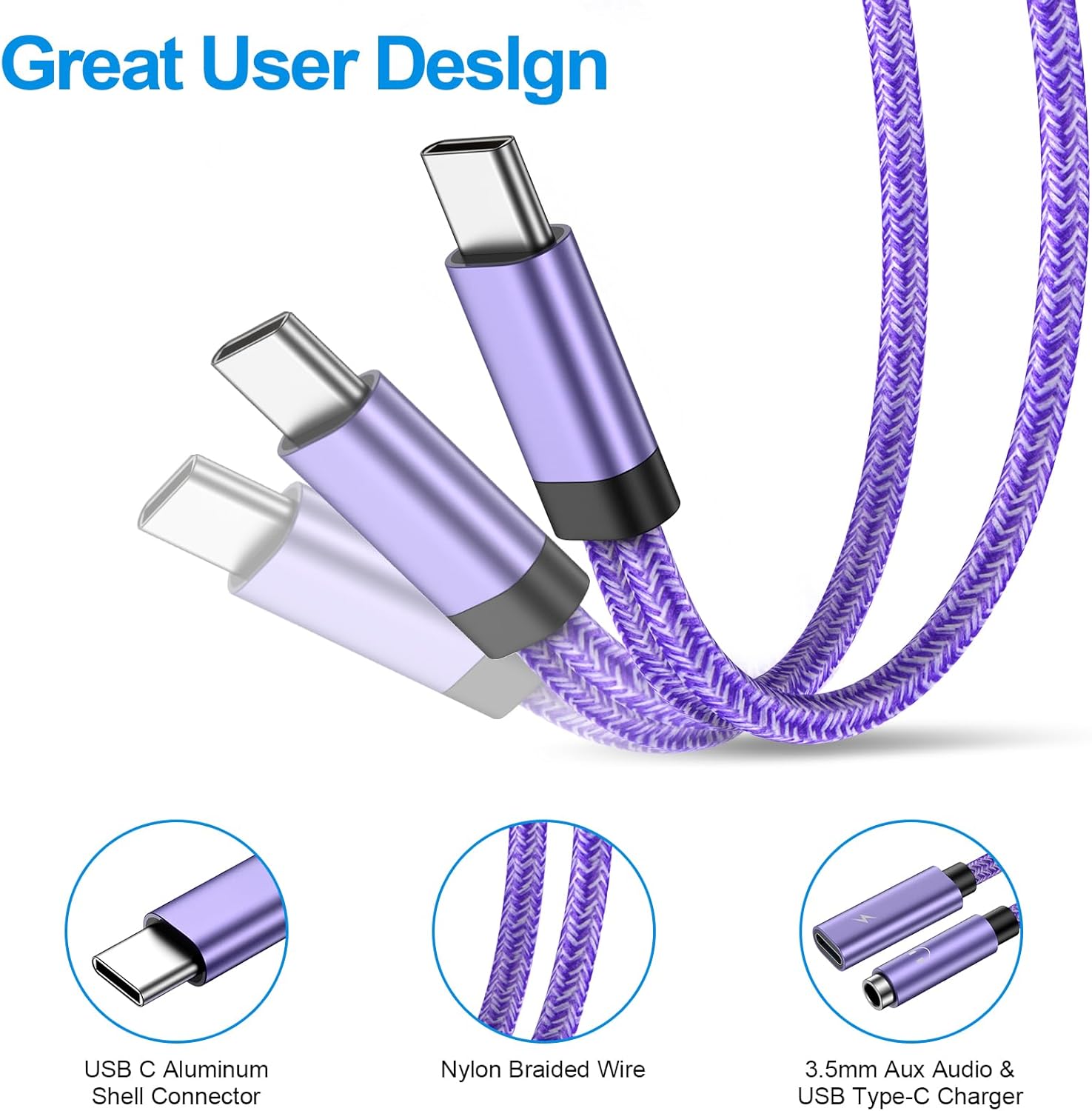 USB C to 3.5mm Samsung Headphone and Charger Adapter for Galaxy A56 A36 A26 A06S S25 S24 S23 S22 S21 S20 S10,2 in 1 USB C to Aux Jack Dongle Cable Cord with PD Fast Charging for iPhone 16 15 Pro - Image 4