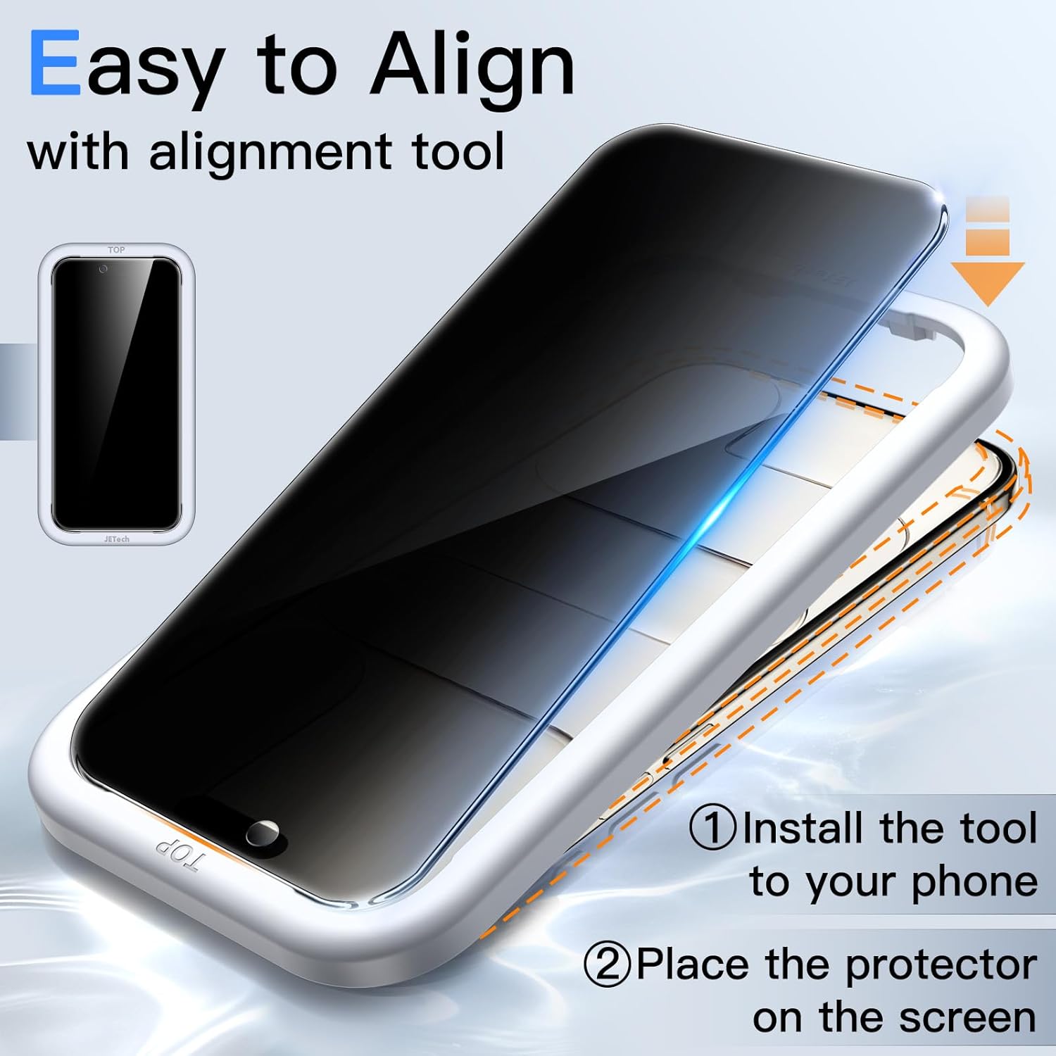 JETech Privacy Screen Protector for iPhone Air with Camera Lens Protector, Anti-Spy Tempered Glass Film, Easy Installation Tool, 6.5-Inch Display, 2-Pack Each - Image 4