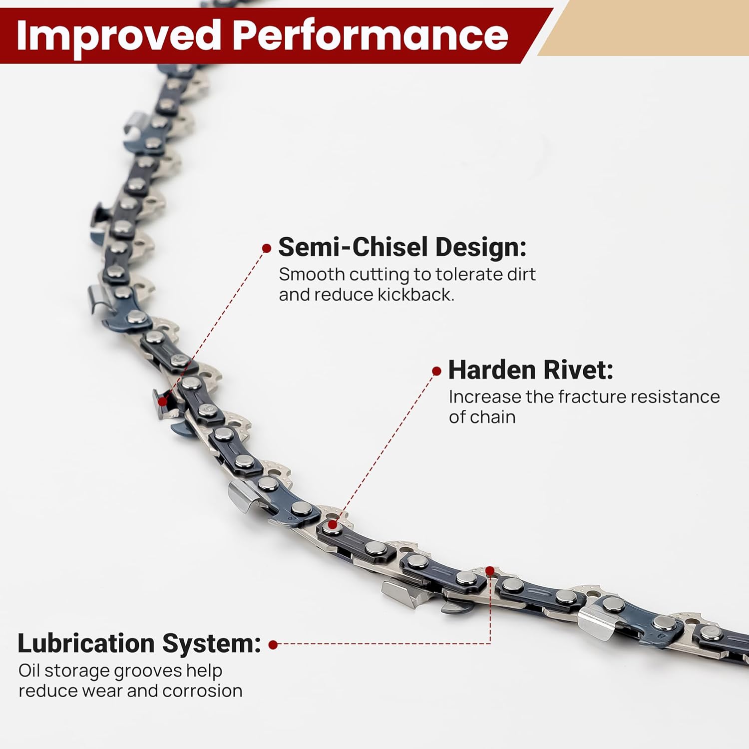 3-Pack 10 Inch Chainsaw Chain 40 Drive Links, 3/8" Pitch, 0.050" Gauge, Fit for Craftsman, Remington, Worx, Sun Joe, Greenworks, Earthwise, Echo, Oregon, Husqvarna Chainsaws and More-S40 - Image 4
