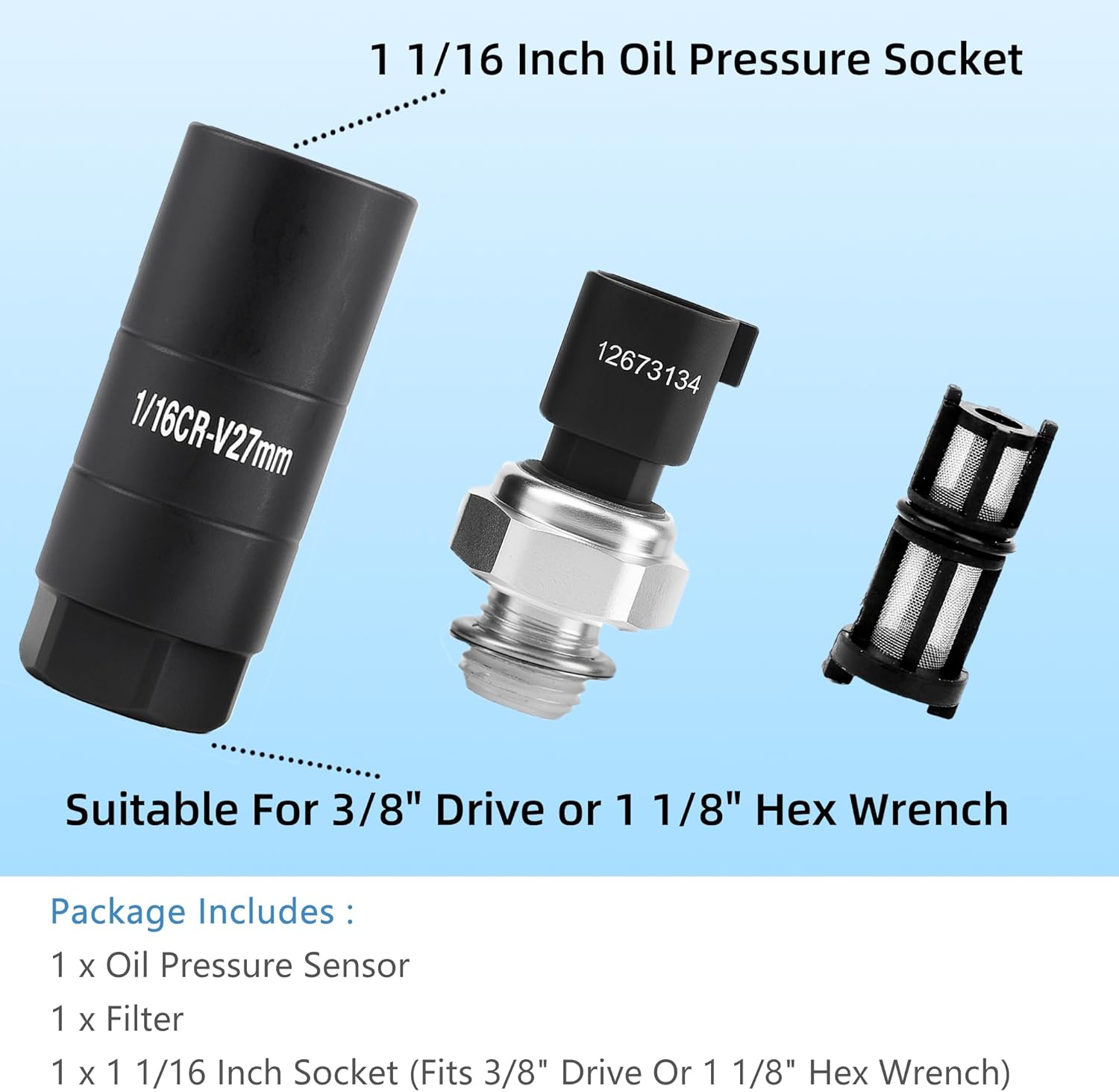 TLPS508 Oil Pressure Sensor with Socket for Chevy GMC Cadillac Silverado Tahoe Suburba Cruze Express Avalanche Camaro Caprice Colorado SS Equinox Canyon Envoy Savana Sierra Yukon Escalade CTS ESV EXT - Image 4