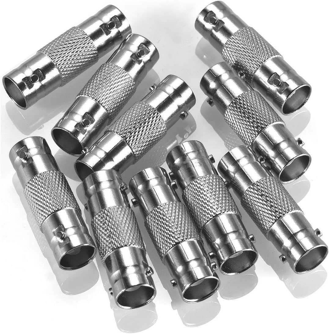 10 Pack BNC Female to BNC Female CCTV Security Camera Adapter Coupler Straight Extender Connector