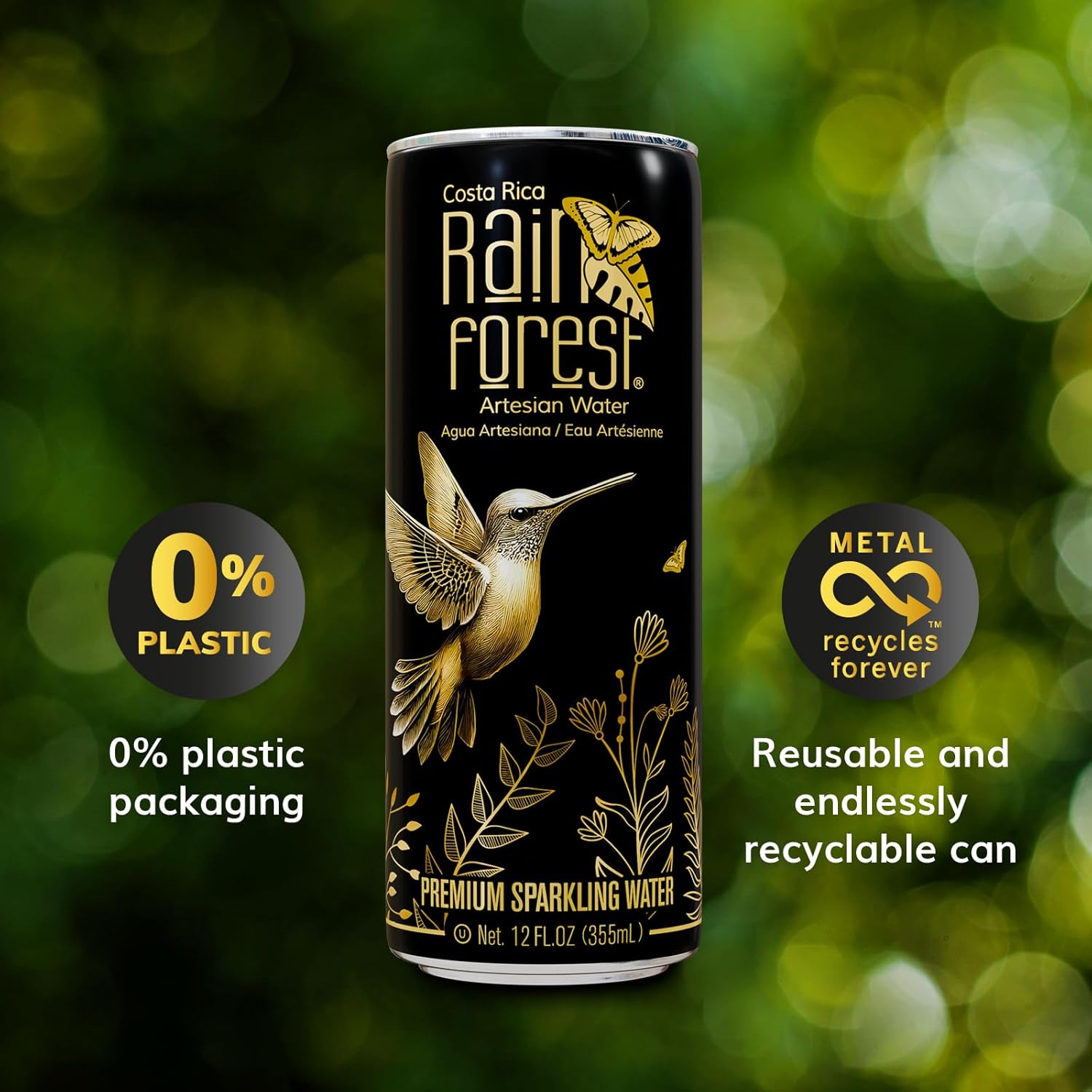 Rainforest Sparkling Water Cans | 12 Pack – 355 ml Each | Crisp Carbonated Water for Pure Refreshment | Naturally Sourced Drinking Water in Eco-Friendly Packaging - Image 5