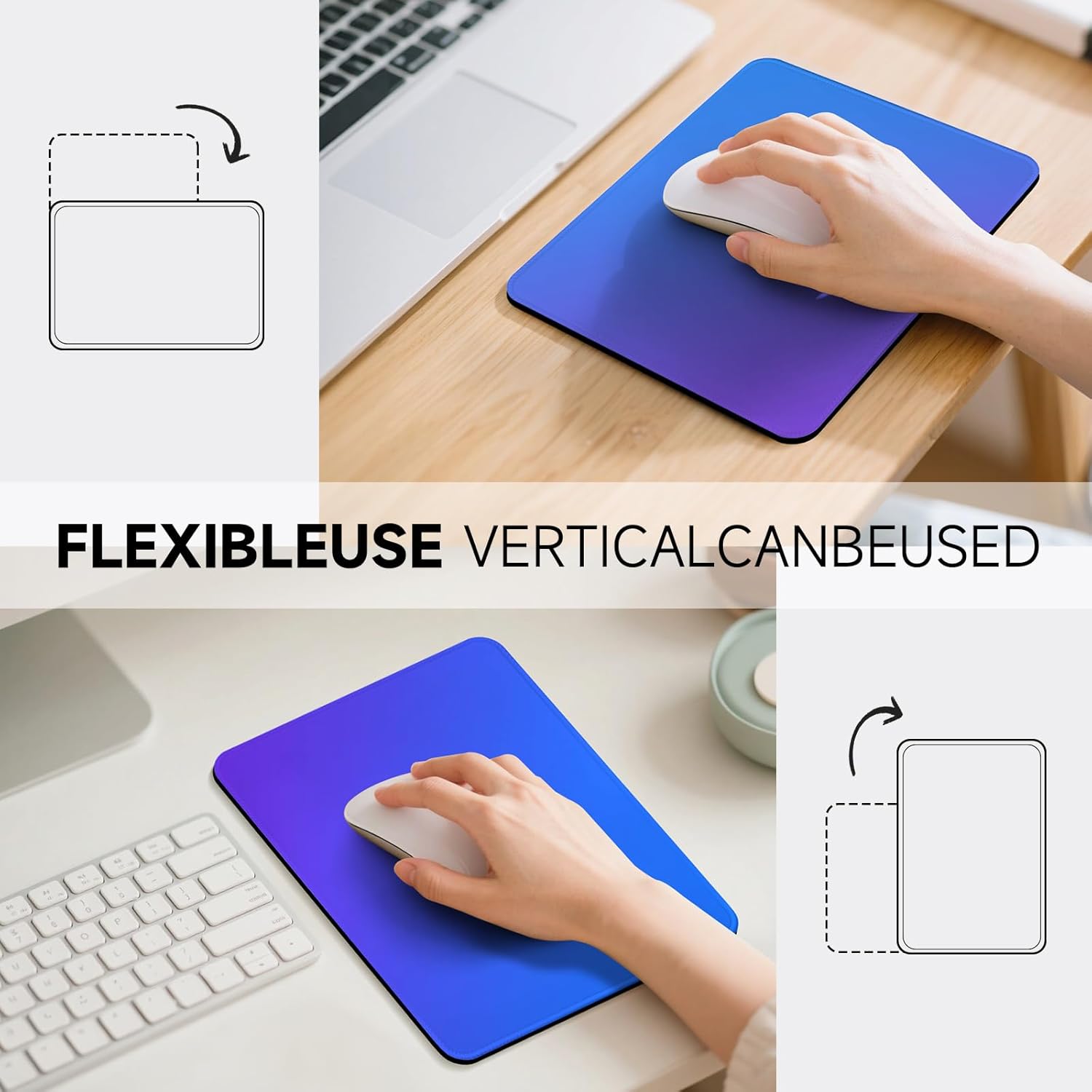 Premium Mouse Pad with Stitched Edges – 10.2 x 8.3 in | Smooth, Washable Mat with Non-Slip Base | Personalized Cute MousePads for Laptop, Computer, Office, Home (Blue-Purple Gradient) - Image 3