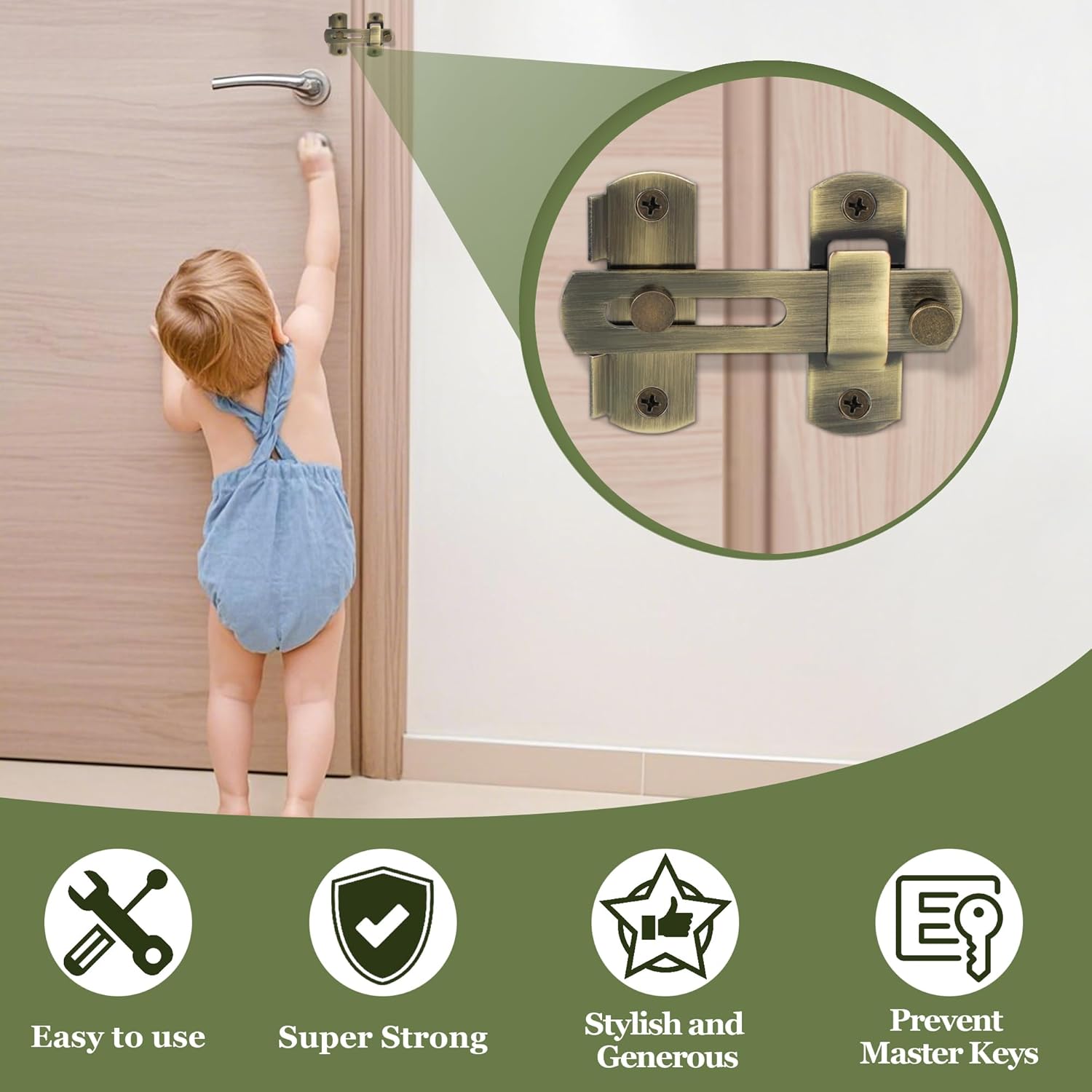 Alise 4 inch Flip Latch Gate Latches, Safety Door Latch for Barn Wood Fence Sliding French Doors,Heavy Duty Stainless Steel Gate Hardware Bronze,MS9001-Q - Image 6