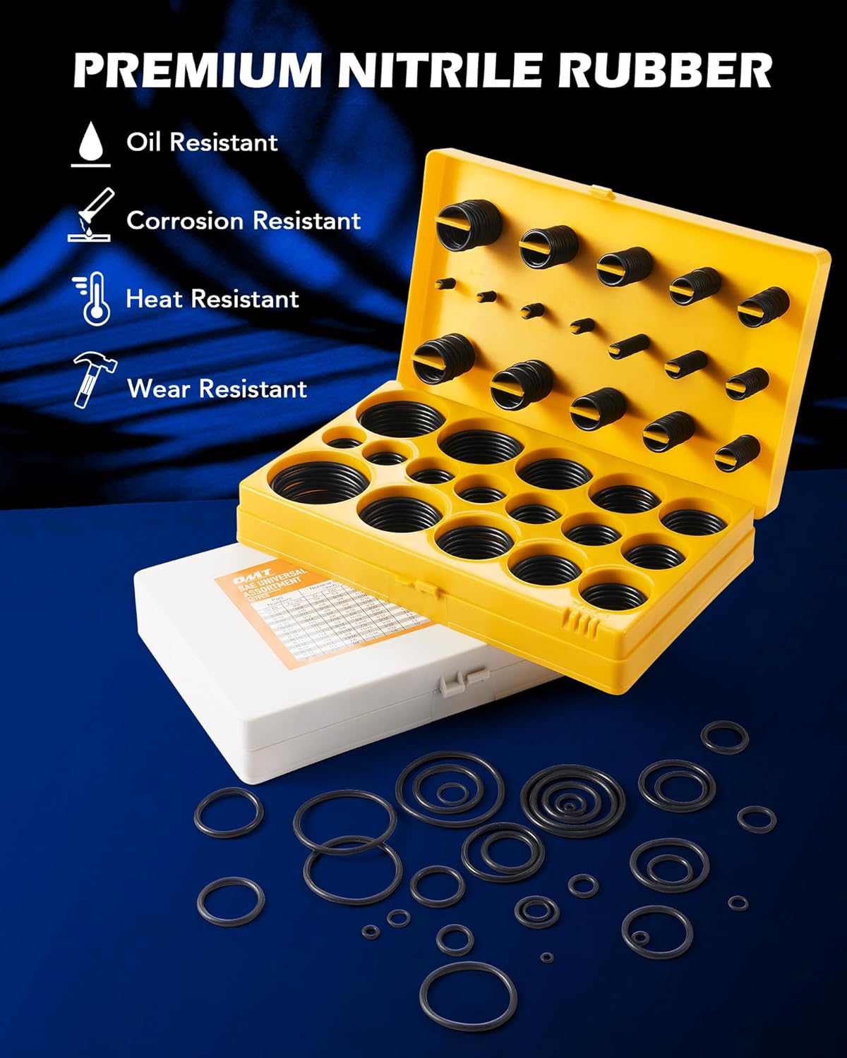Orion Motor Tech 826-Piece O Ring Assortment Kit, 32 Sizes, SAE & Metric O Rings for Plumbing, Automotive & Faucet Repair - Nitrile Rubber Rings with Picks & Hooks, 2 Cases - Image 4