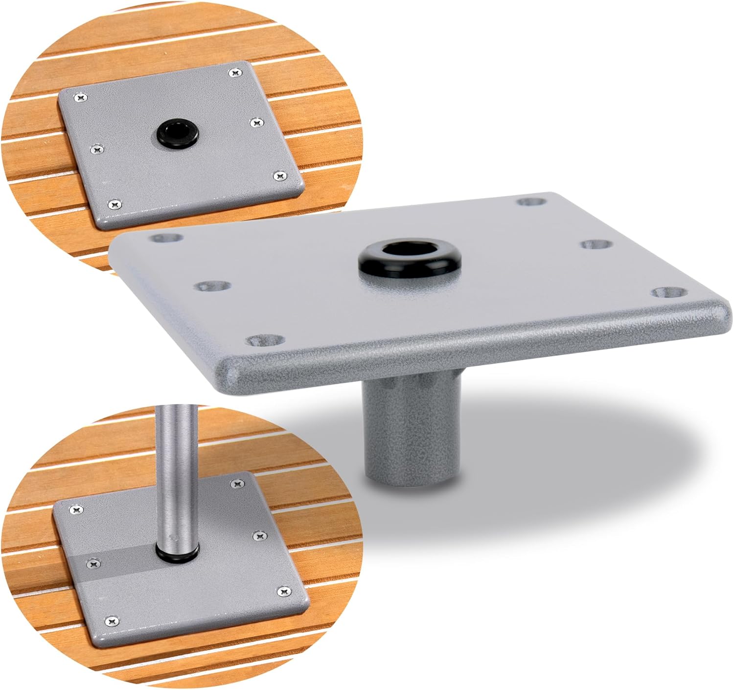 7" x 7"Boat Seat Base,Aluminum Jon Bass Boat Seat Mount for 3/4" Pin Post Socket, Heavy Duty Pedestal Base Bracket Plate Mounting Hardware