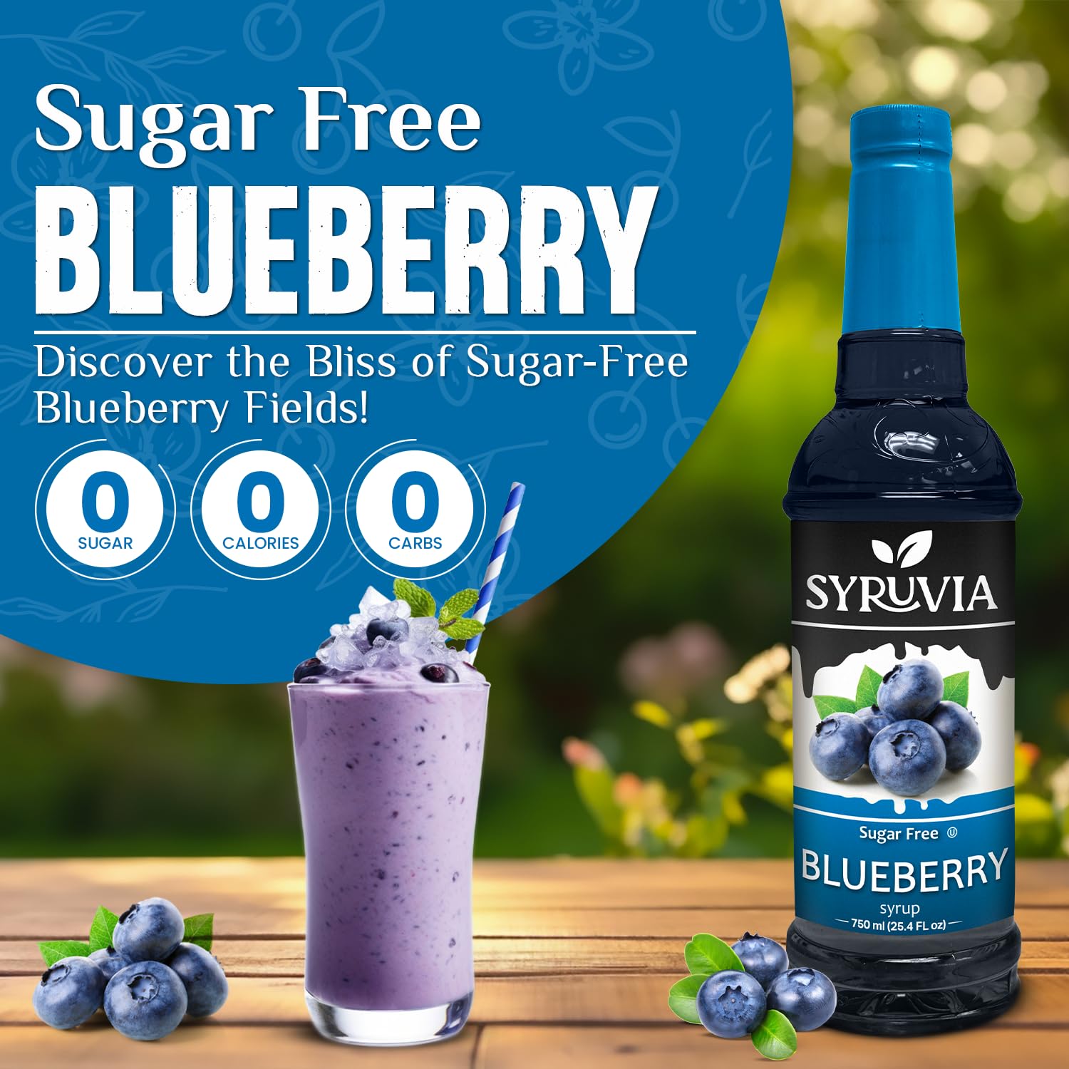 Syruvia Sugar-Free Blueberry Syrup, Flavored Syrup for Drinks, Cocktails, Lemonades, Iced Teas, and Desserts – 25.4 fl oz - Image 3