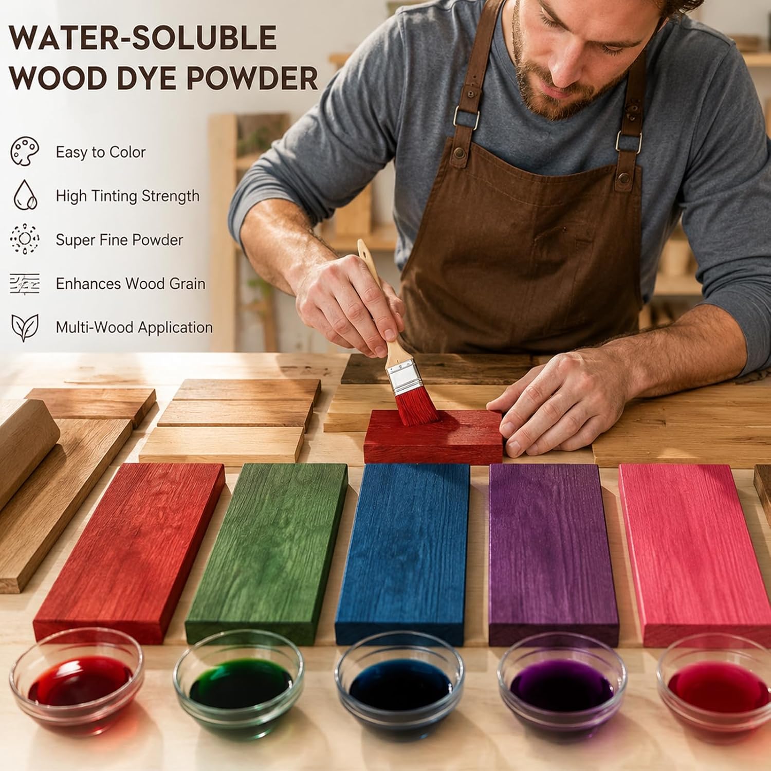Purple Wood Stain Powder, Wood Dye Powder- Just Add Water - Water Based - for Indoor and Outdoor Wooden Crafts - Fast Drying - Dye Powder 2 oz Makes 2.2 Gallon of Stain (Purple, 2 oz) - Image 2
