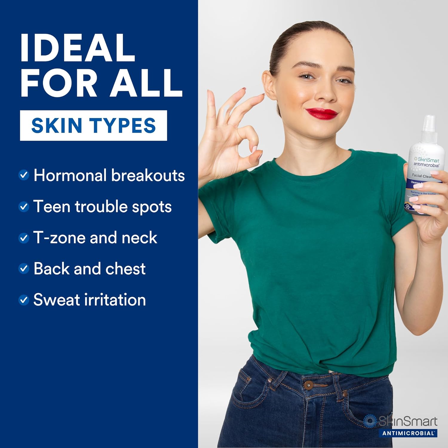 SkinSmart Antimicrobial Facial Cleanser for Breakouts & Blemishes; Hypochlorous Acid Formula Targets Bacteria to Reduce Skin Irritation and Flush Pores Clean, 8 oz Spray, All Ages & All Skin Types - Image 7
