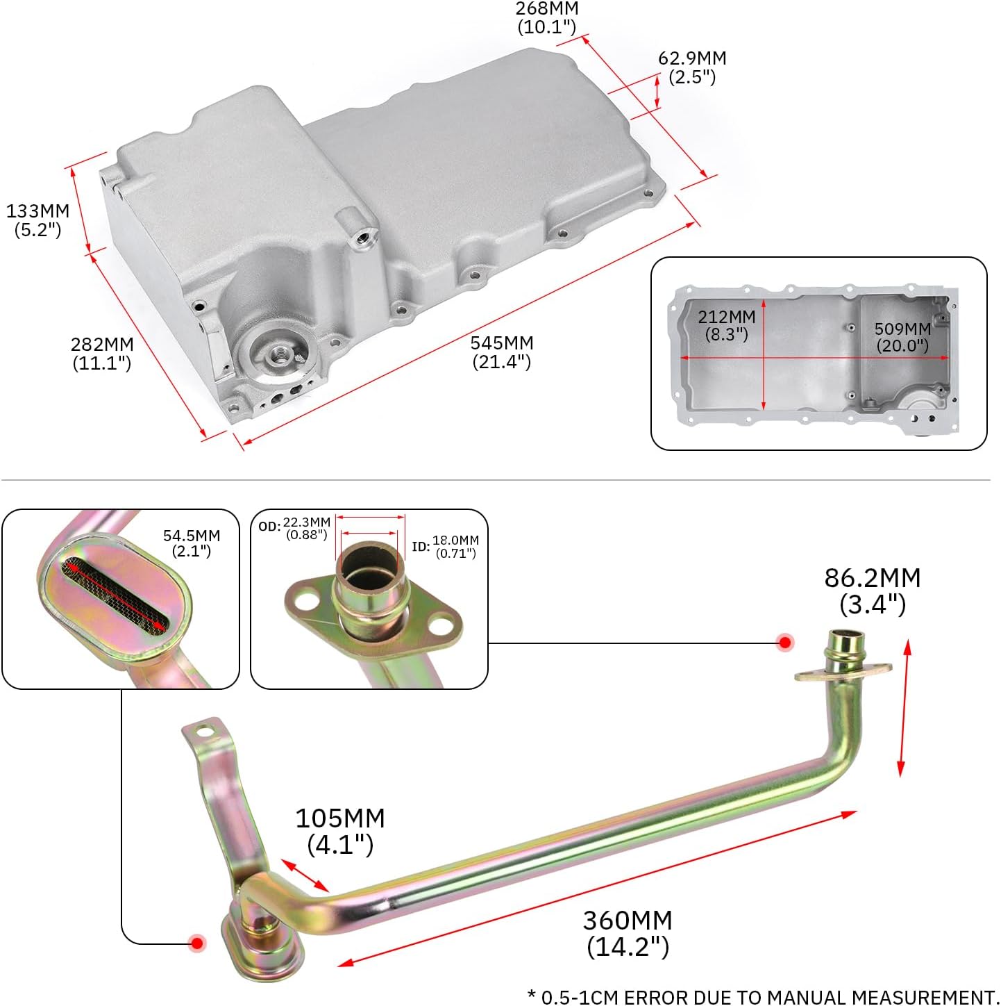 LS Swap Retrofit Engine Aluminum Oil Pan Kit For 1955-1987 GM LS1 LS6 LS2 LS3 LSX 4.8L 5.3L 6.0L 6.2L LS Gen III & GEN IV V8 Engines Low Profile 302-1 - Image 7