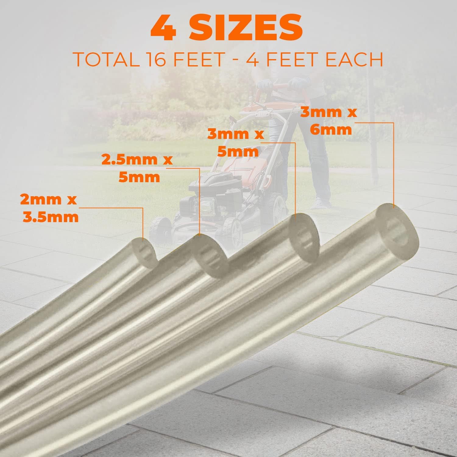 4 Sizes Petrol Fuel Gas Line Pipe Hose Tubing For String Trimmer Chainsaw Blower Lawn Mower and other Power Tools For 2 Cycle Small Engine Poulan, Craftman and more (Clear 4PC) - Image 2