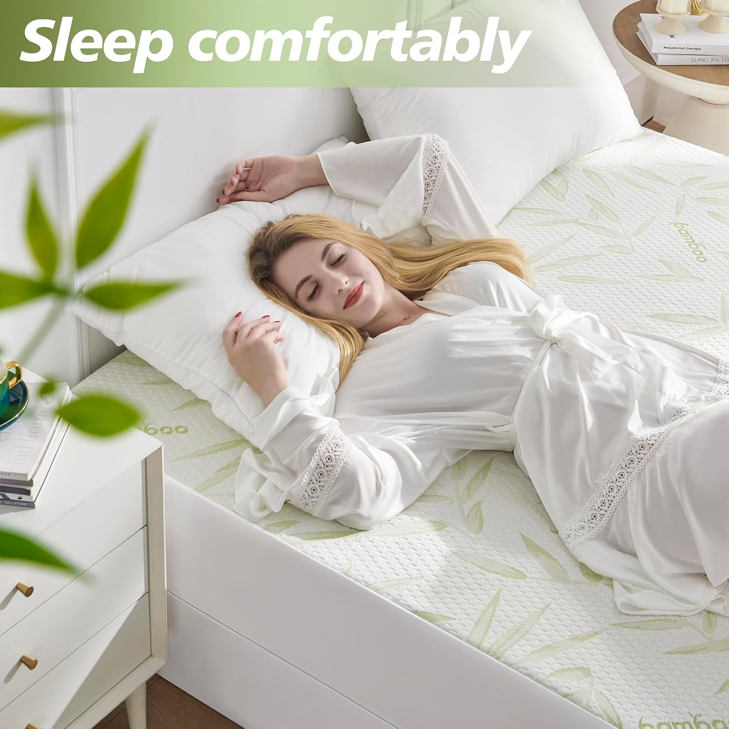 Full Size Mattress Protector Waterproof Mattress Pad Washable Bamboo Rayon Mattress Cover Breathable Noiseless Bed Protector 5" - 21'' Elastic Fitted Deep Pocket - Image 2