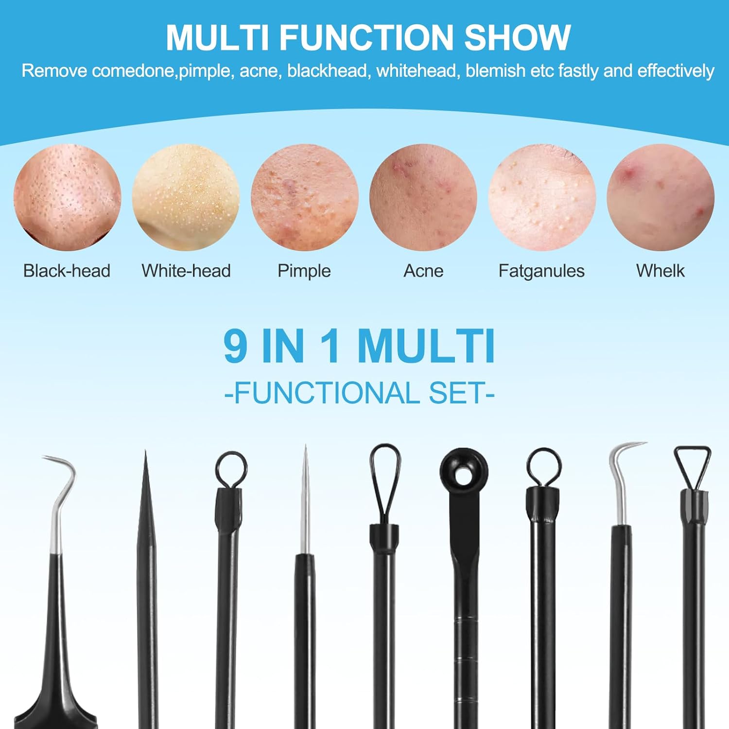 Blackhead Remover Tools Pimple Popper Tool Kit, Comedones Extractor Acne Removal Kit for Blemish, Black Head Remover for face Risk Free Treatment for Whitehead Popping - Image 5