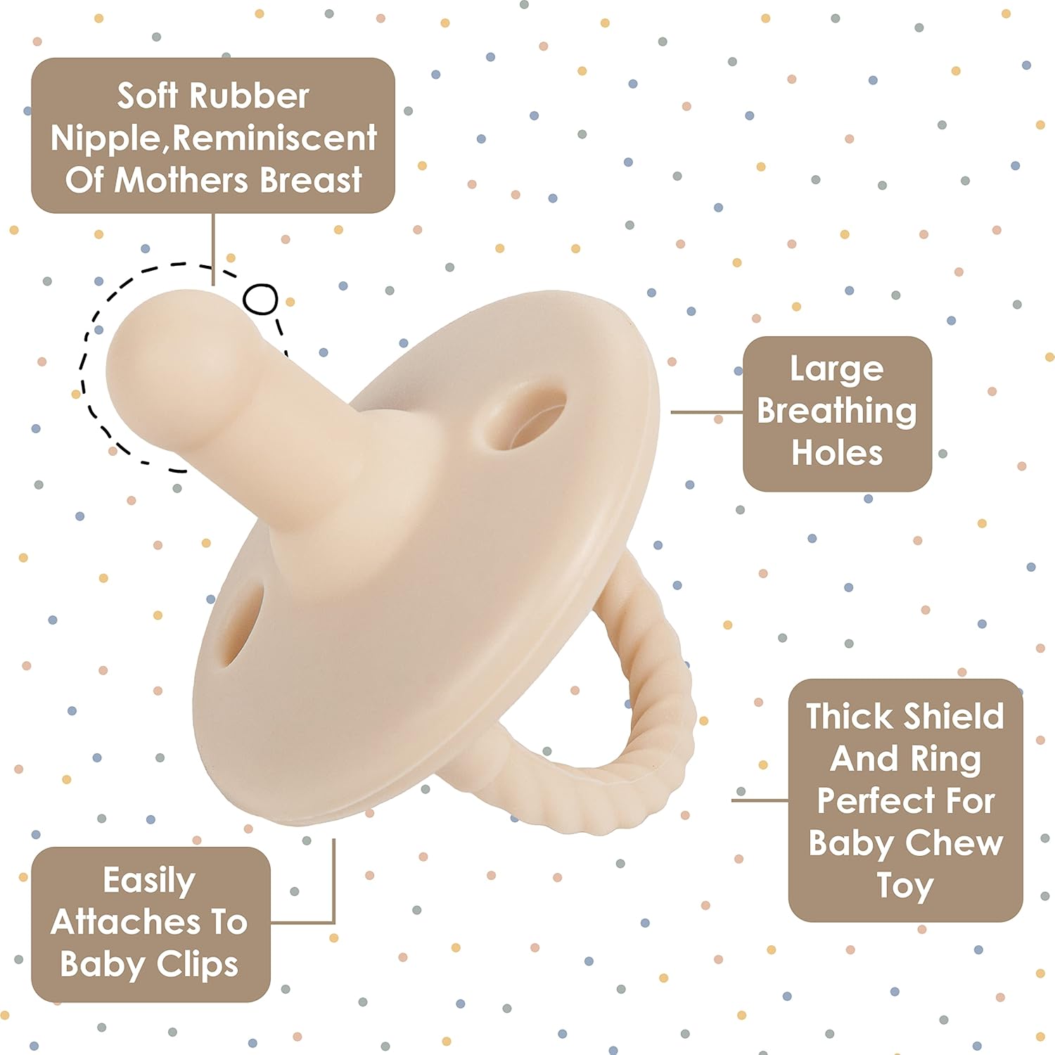 Sweet Child Pacifiers 0-18 Months, Set of 6 Ultra-Light Silicone Binkies with Collapsible Handle & 3 Air Holes for Added Safety, Best Newborn Pacifiers for Baby Boys Or Girls - Image 3